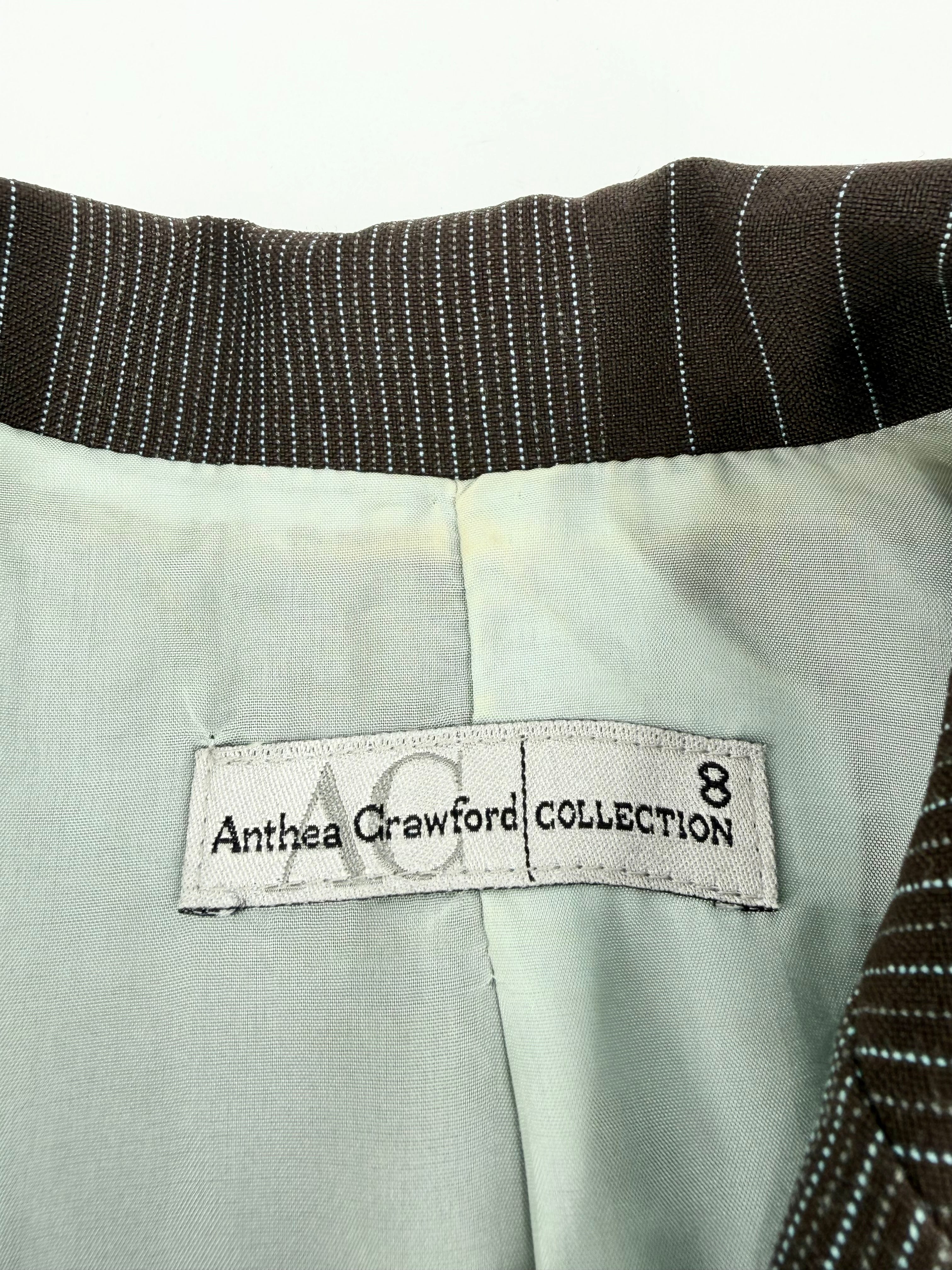 Vintage Anthea Crawford Chocolate Pinstripe Blazer - AU8