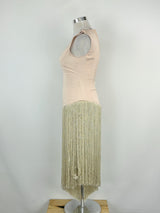 Messagerie Peach & Gold Fringed Midi Dress - AU12