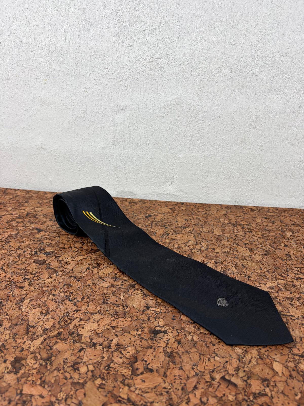 Vintage Gianni Versace Black Medusa Head Embellished Tie