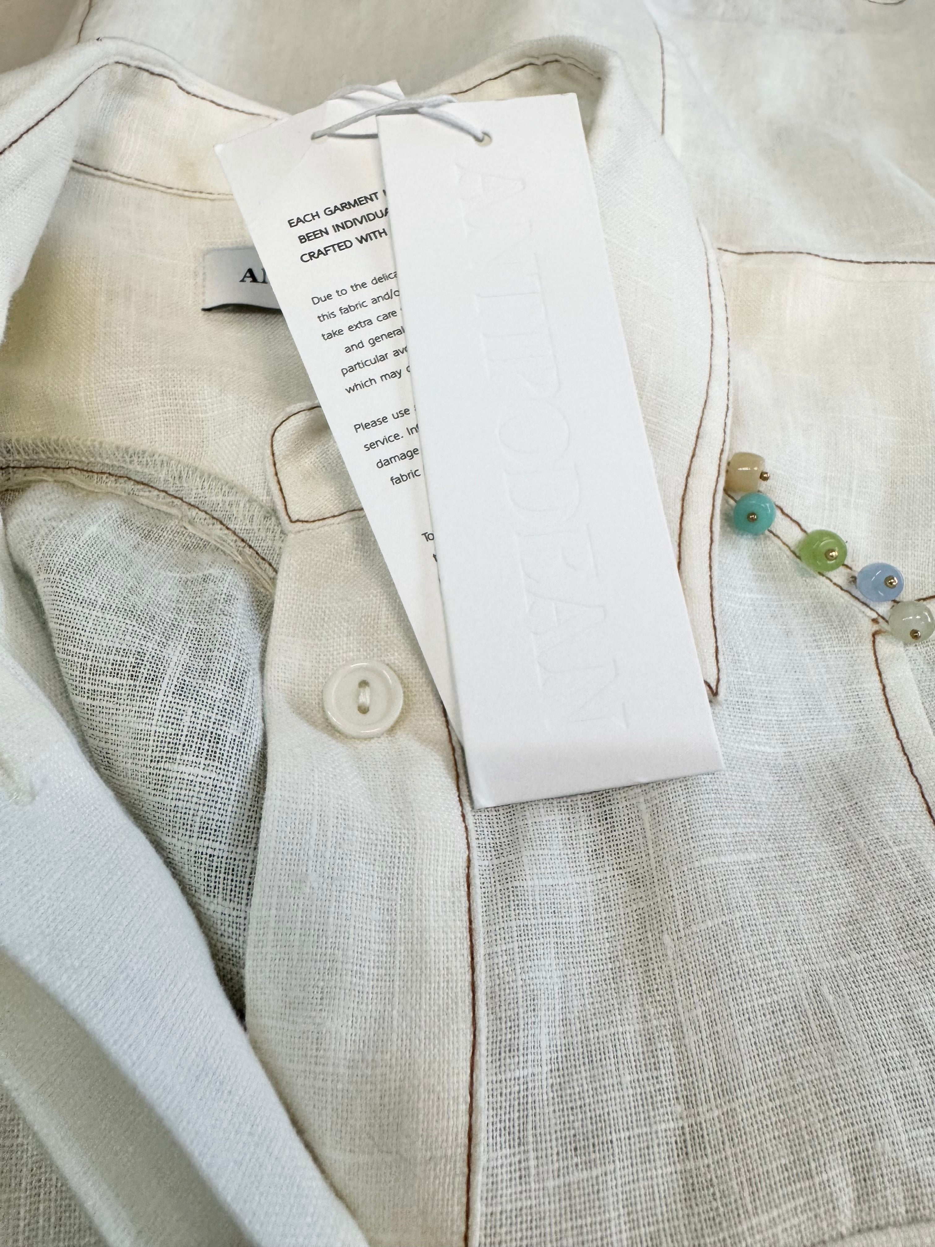 Antipodean White 'Suki' Panelled Swallow Shirt NWT - AU10