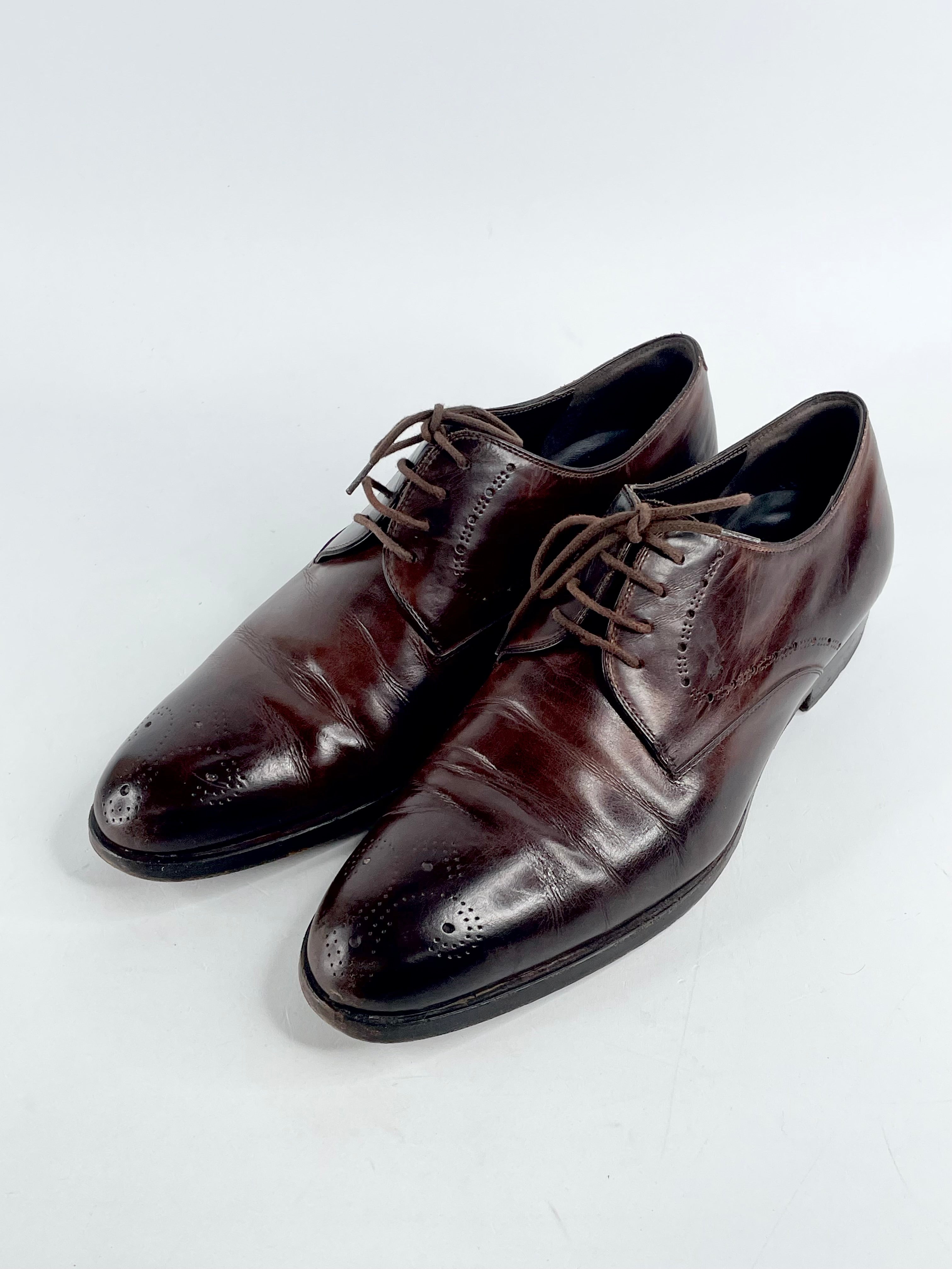Fratelli Rossetti Chestnut Leather Wing-Top Dress Shoes - EU38.5