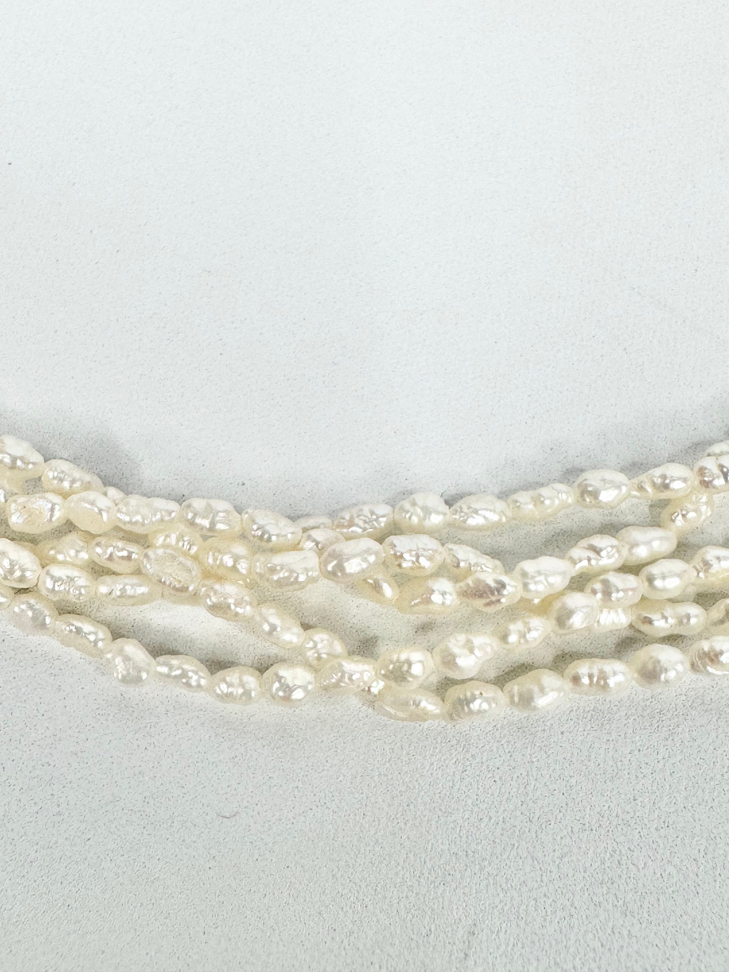 Vintage 5 Strand Freshwater Seed Pearl Necklace