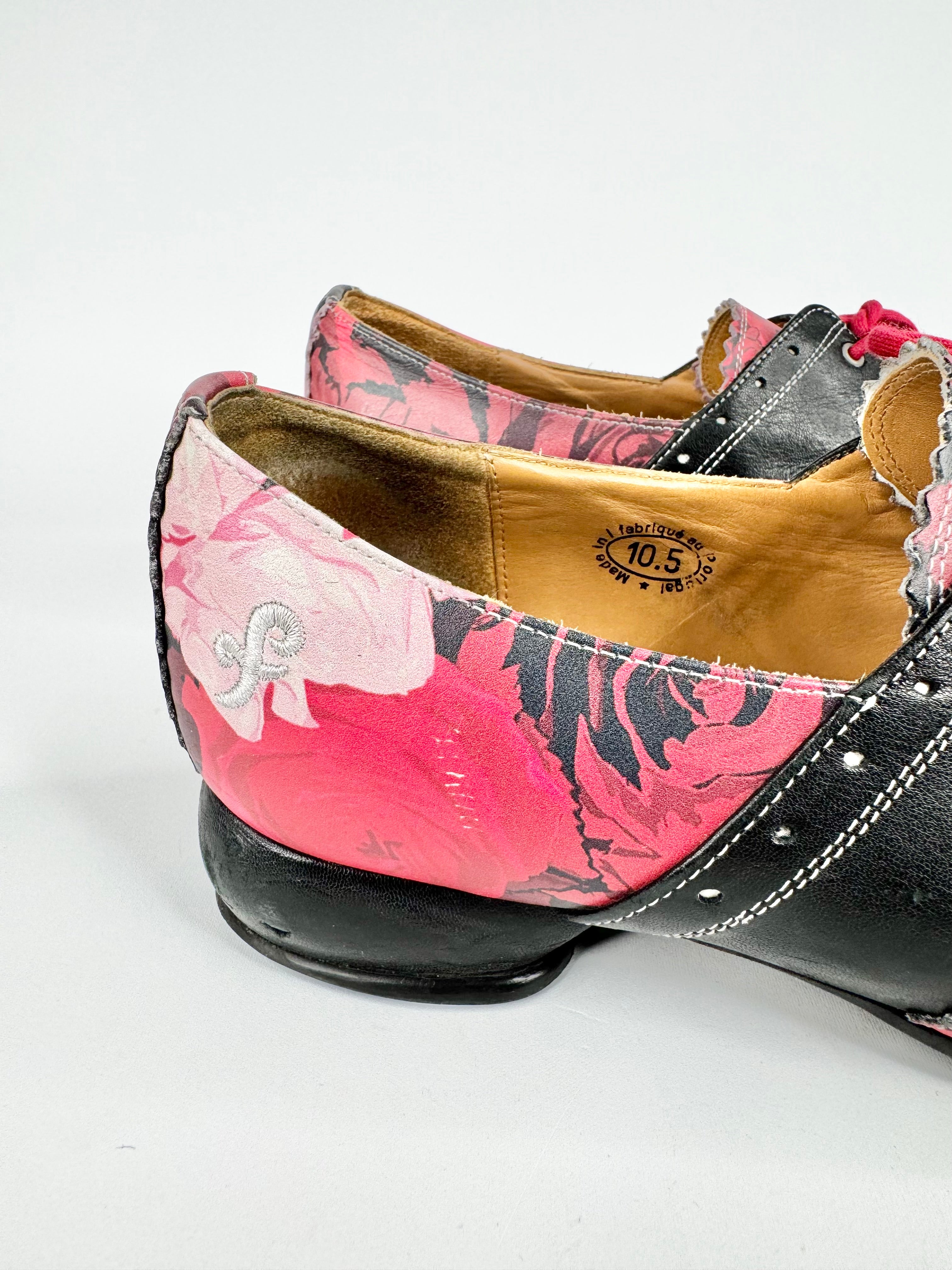 John Fluevog 'Erika' Brogued Oxford Rose Patterned Shoes - 10.5