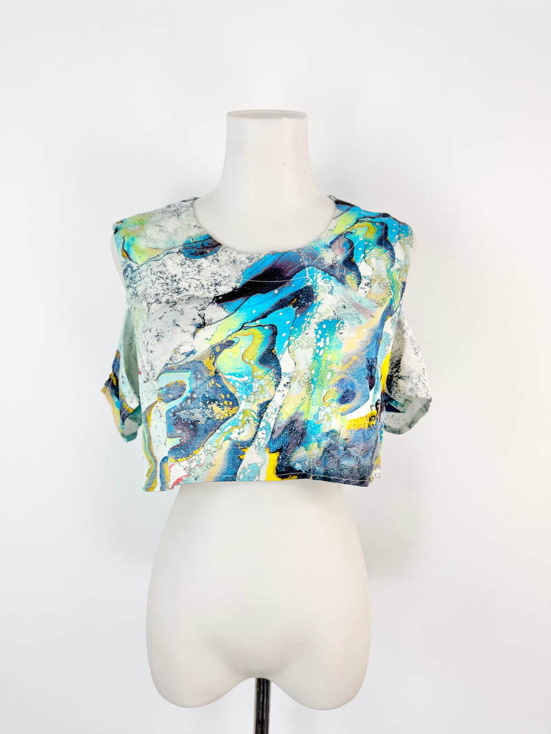 Lisa Ho Blue Marbled Crop Top - AU10