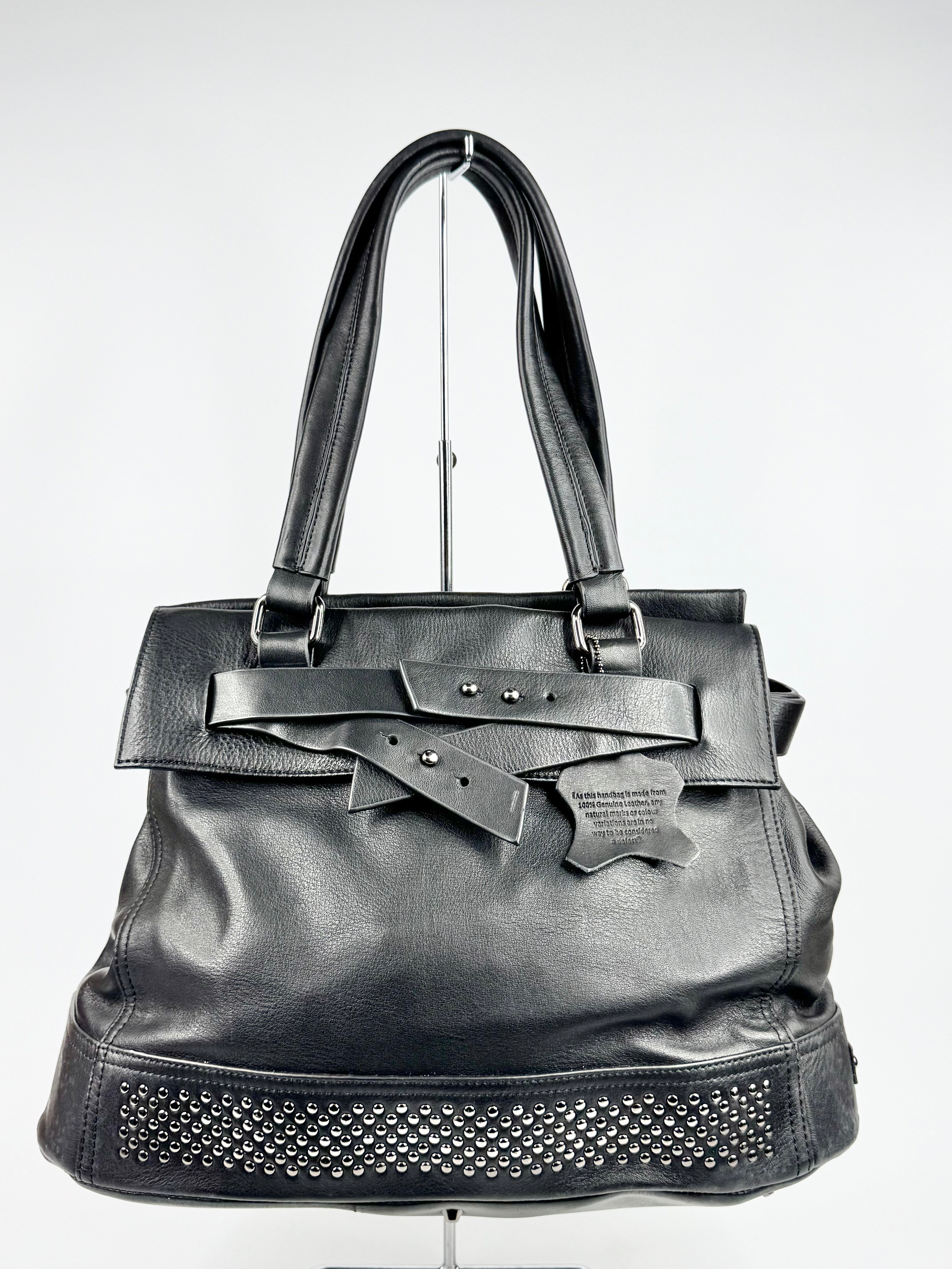 Tony Bianco Large Black Leather Shoulder Bag