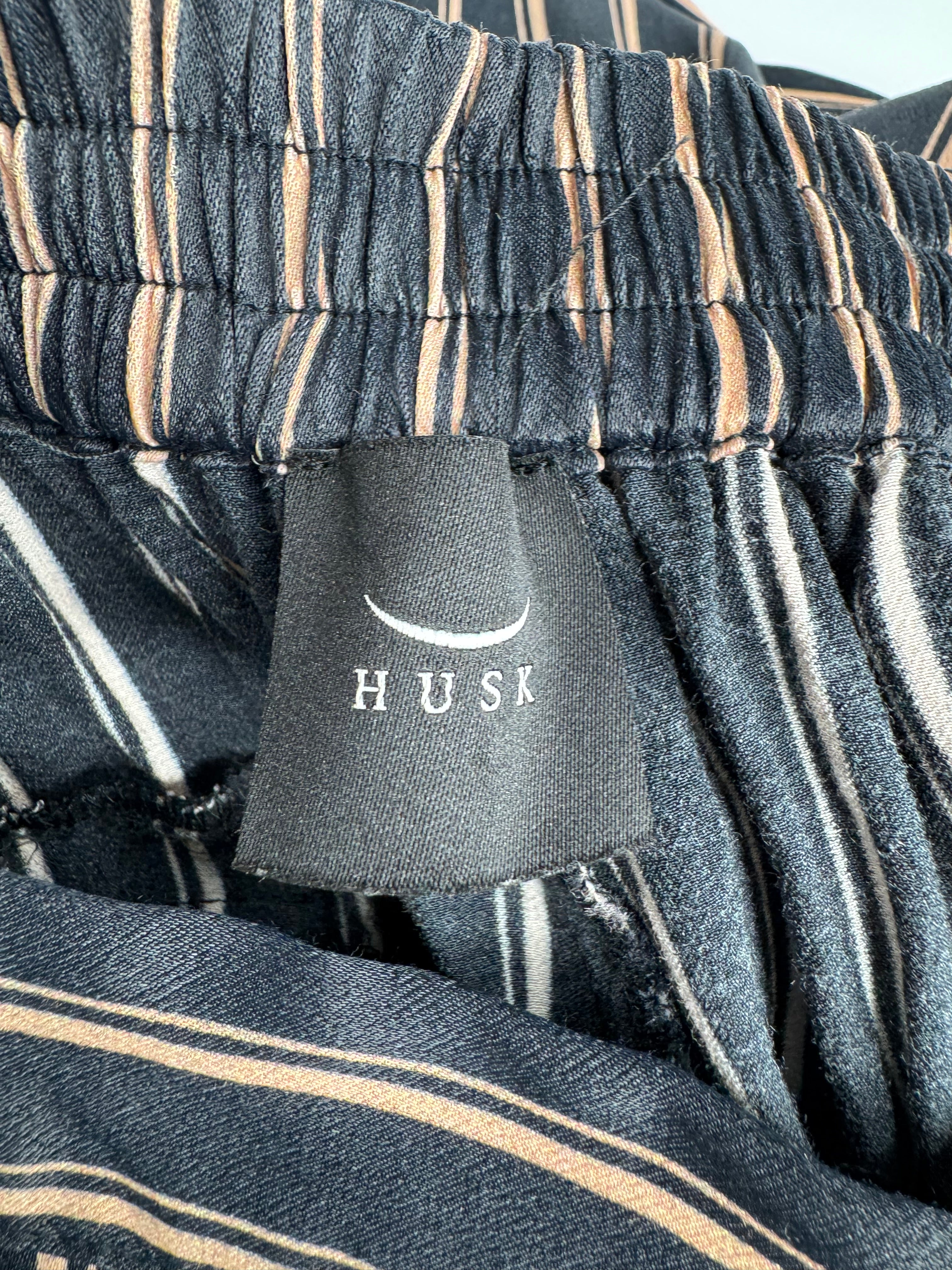 Husk Black & Caramel Striped Silky Slacks - AU8