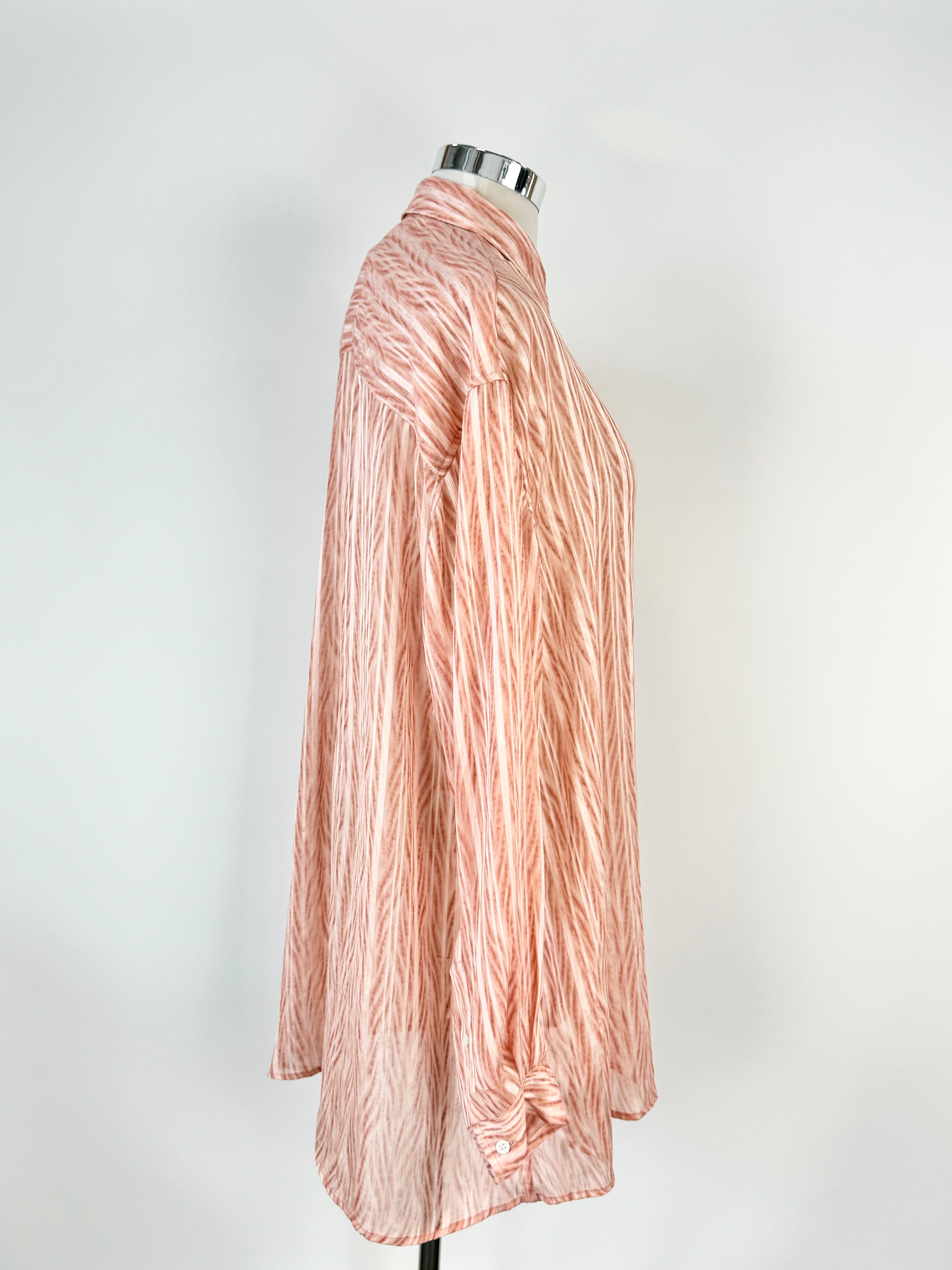 Blanca Soft Peach Striped Sheer Shirt - AU8/10/12