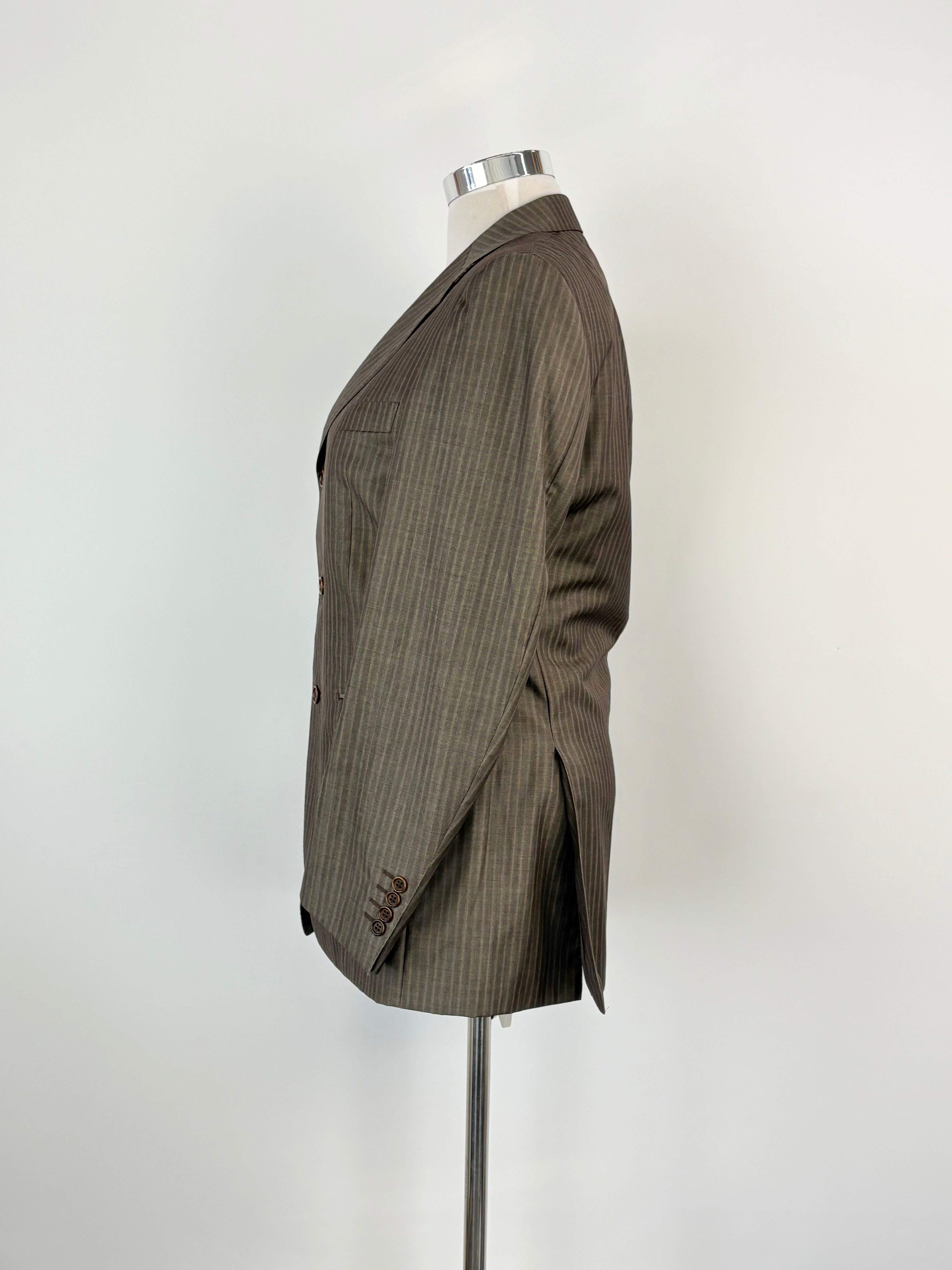 Canali Umber Striped Wool Blazer - 48R