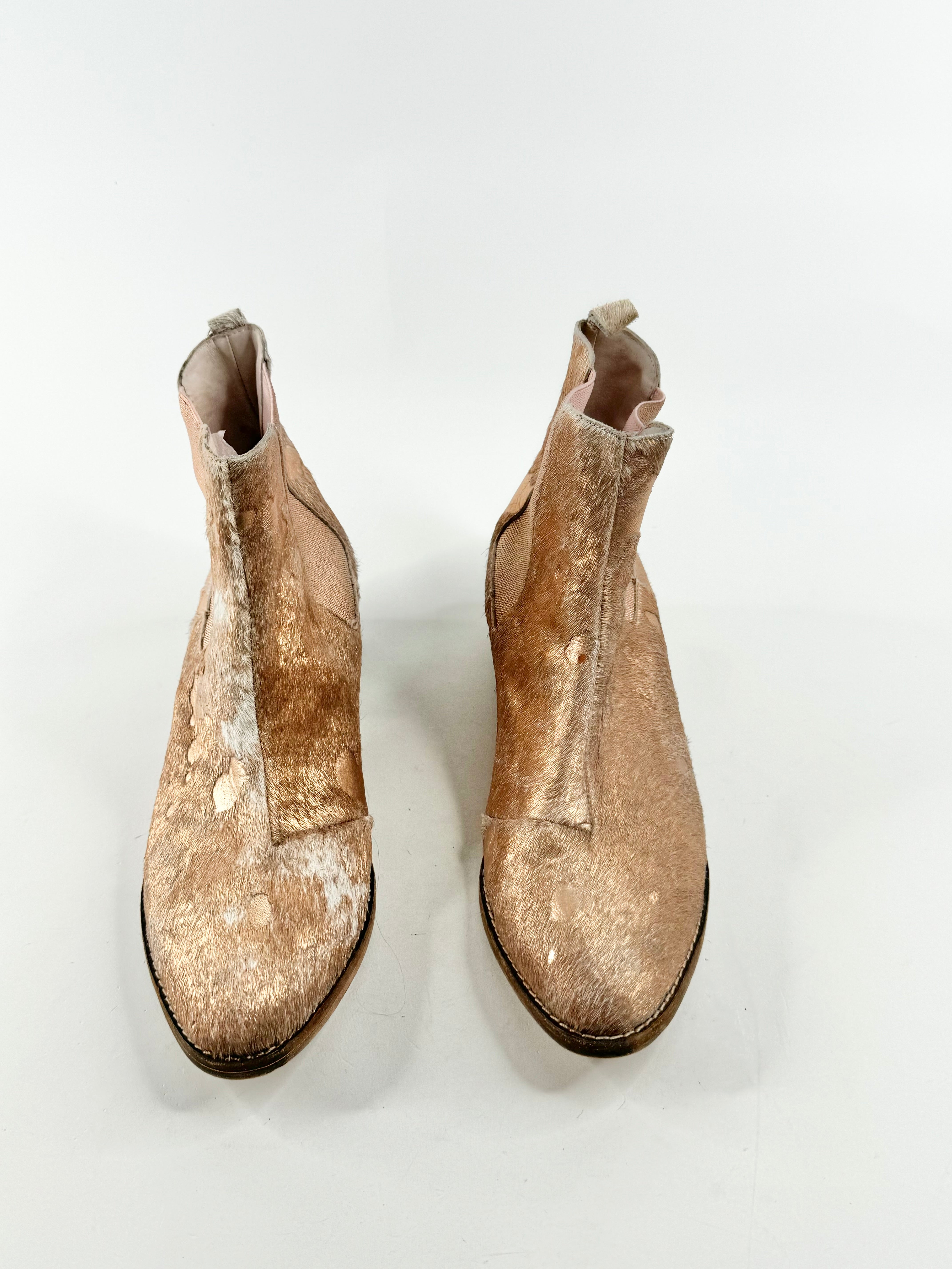 Mollini Rose Gold 'Zallas' Fur Ankle Boots - EU39