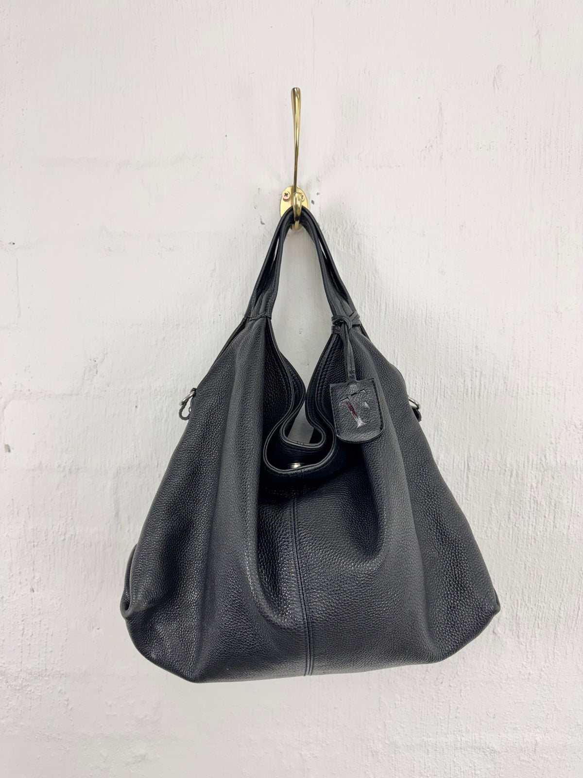 Furla Black Grained Hobo Bag