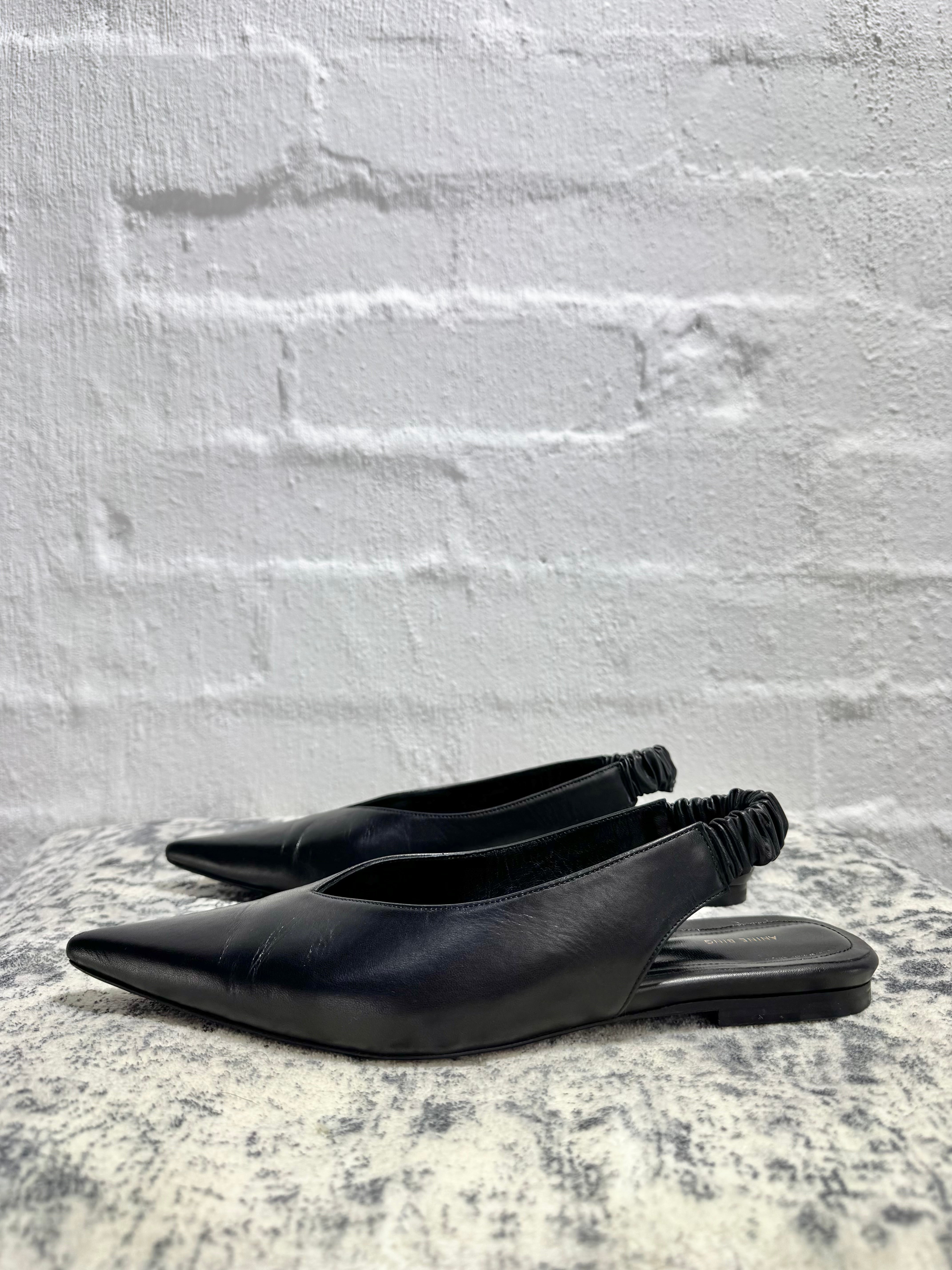 Anine Bing Black Pointed Toe Sling Backs - EU38