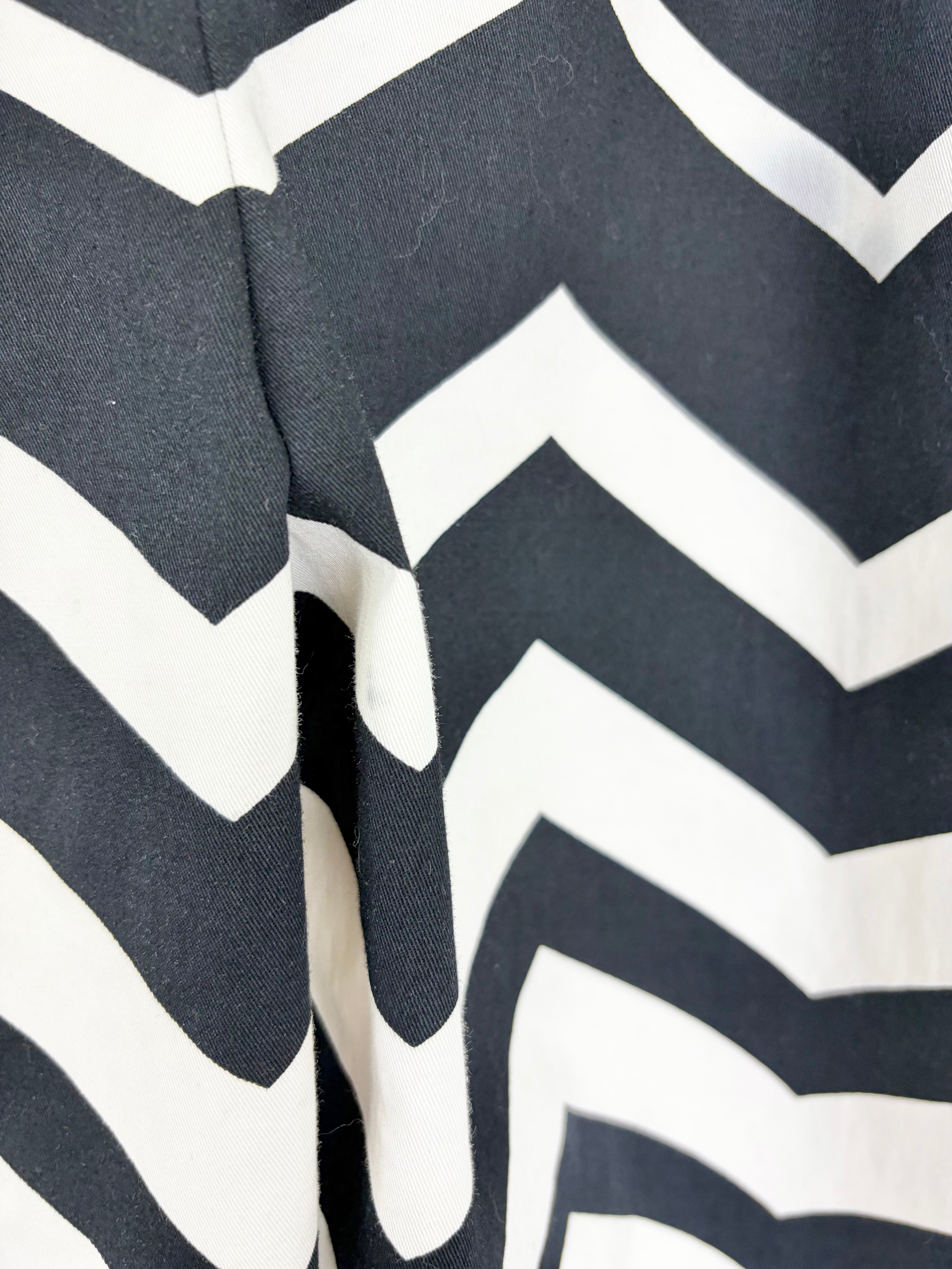 Sass & Bide Black & White Zig Zag Pattern 'Circus Ball' Jumpsuit - AU6