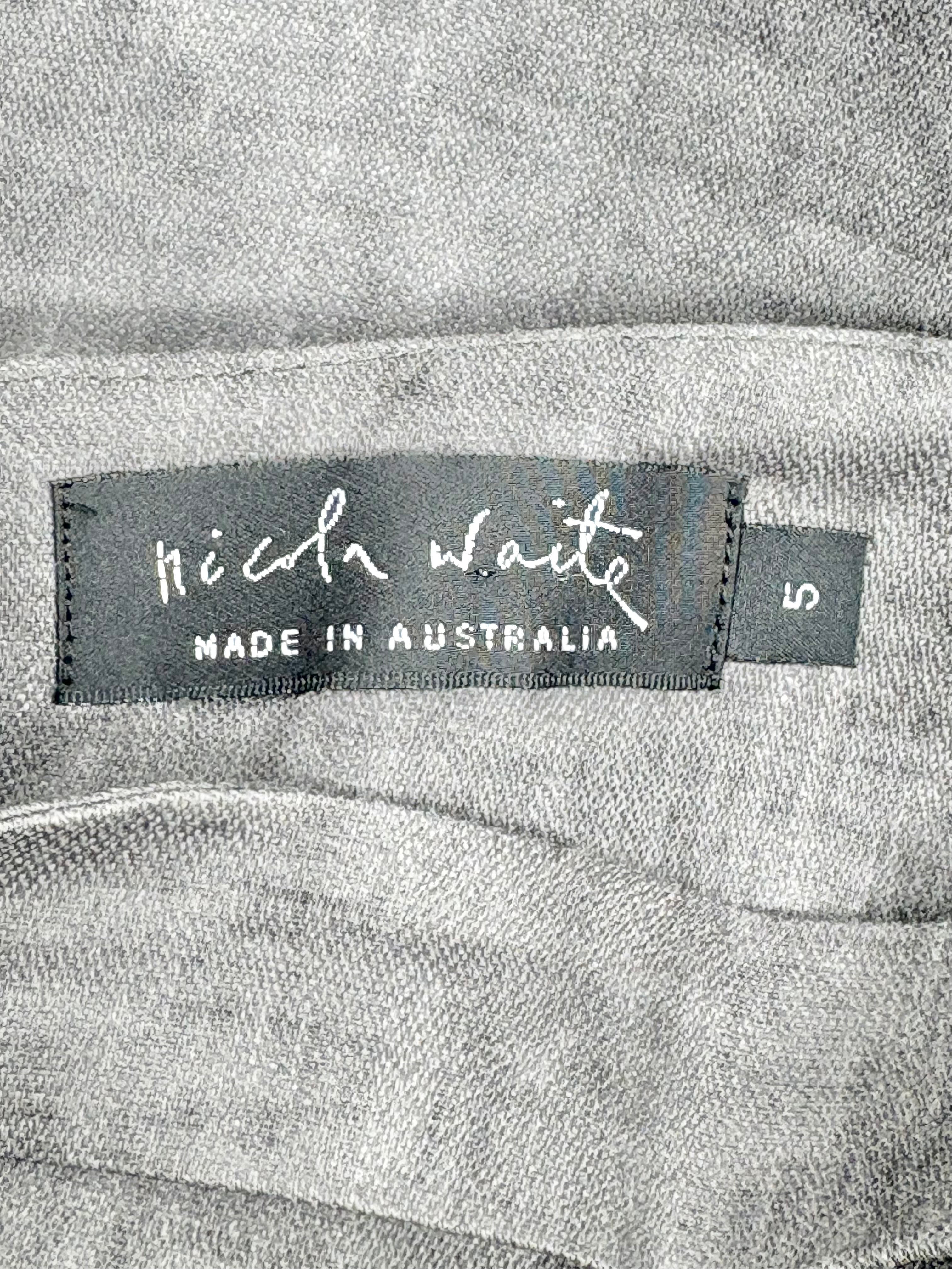 Nicola Waite Charcoal Pleat Linen Midi Skirt - AU18