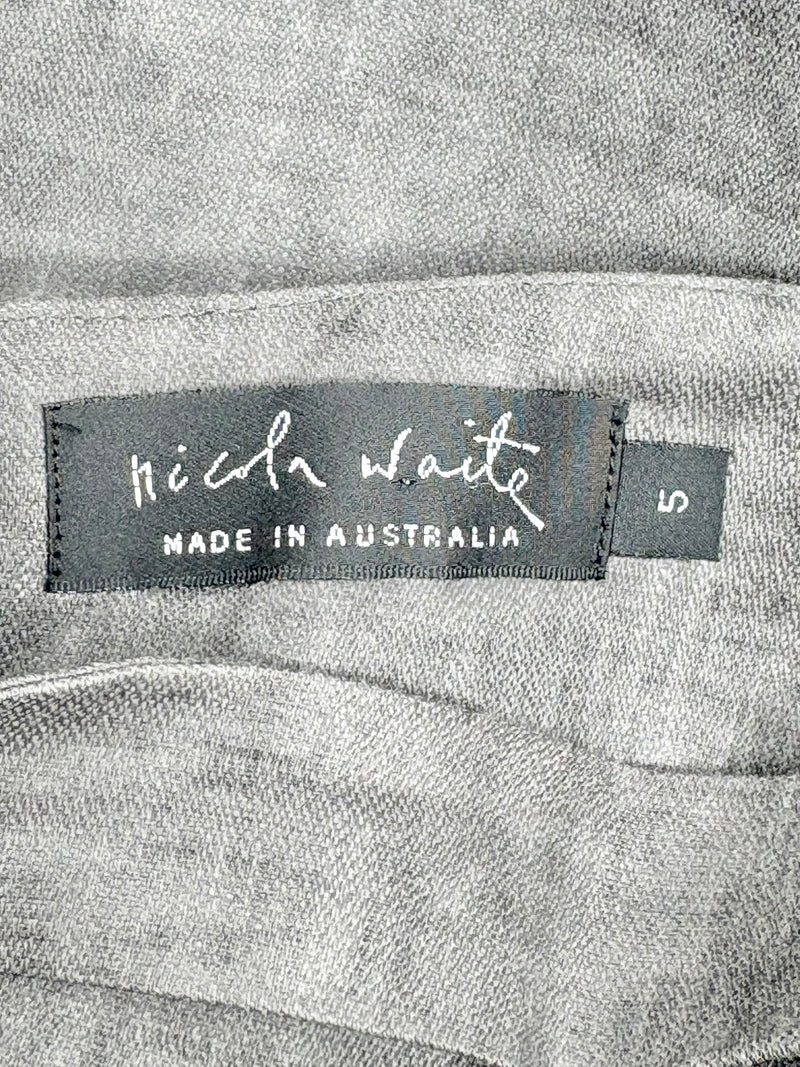 Nicola Waite Charcoal Pleat Linen Midi Skirt - AU18