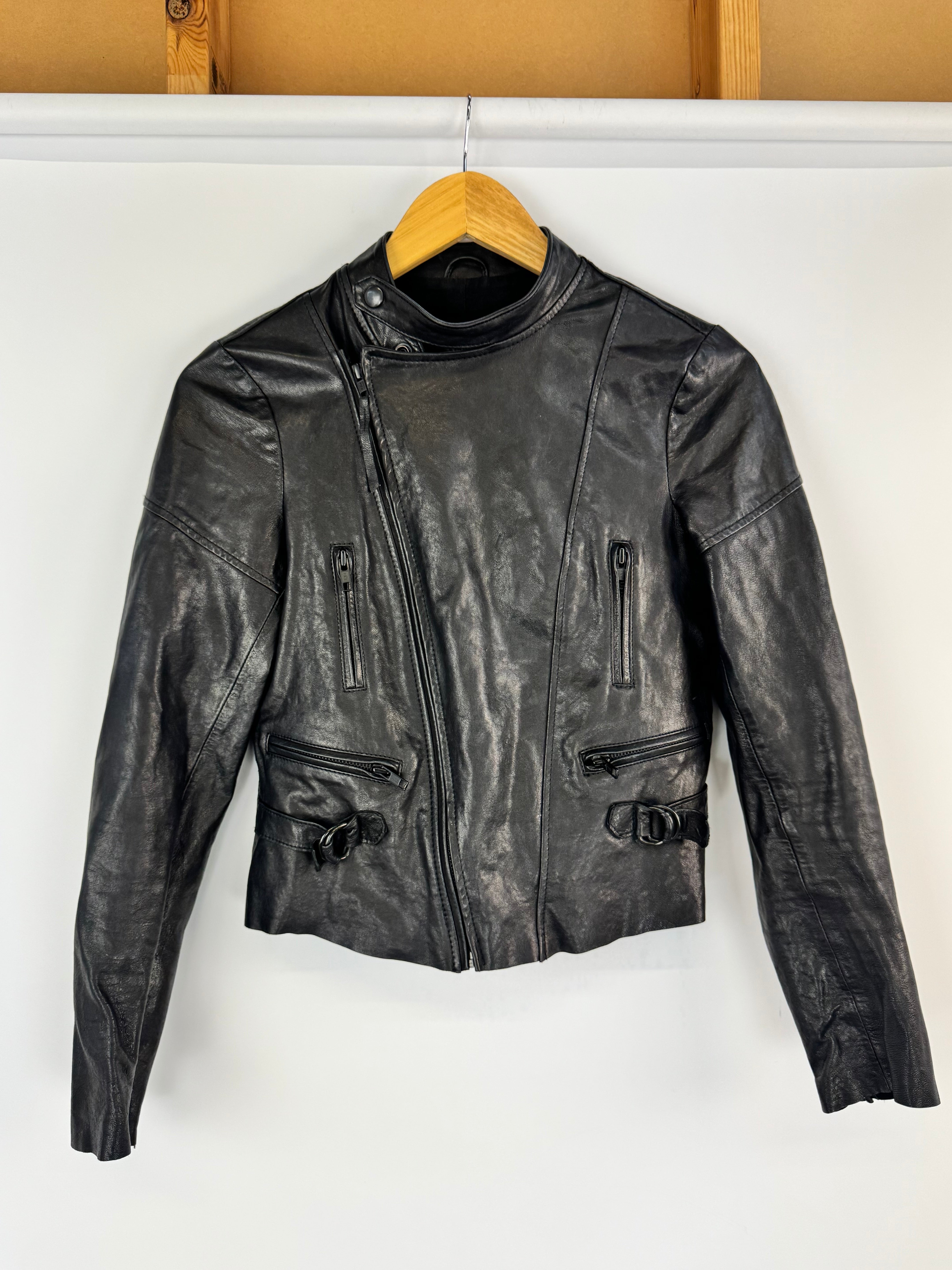 Bisonte Black Biker Jacket - AU6/8
