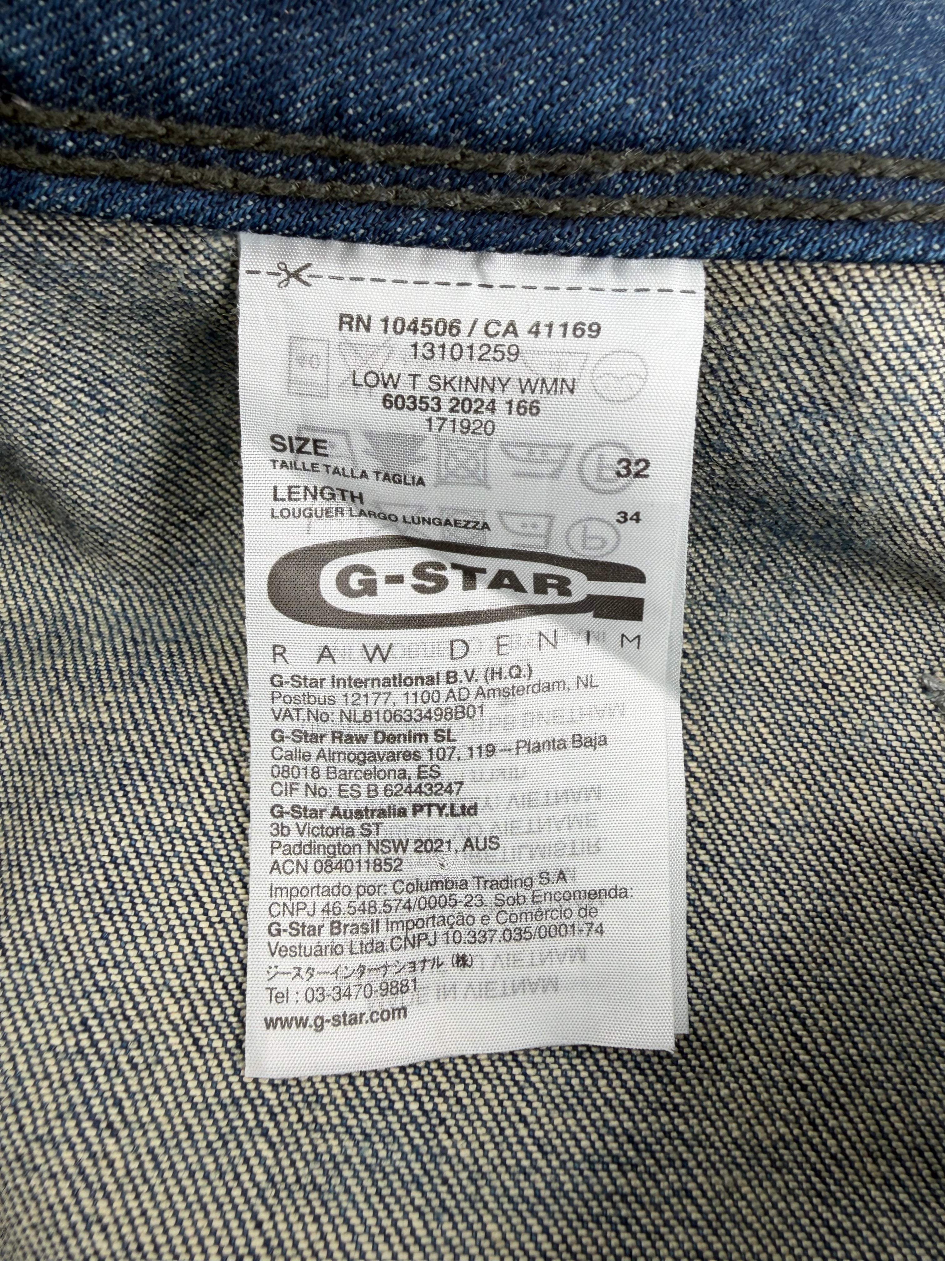G-Star Raw Blue 'Low T Skinny' Jeans - 32