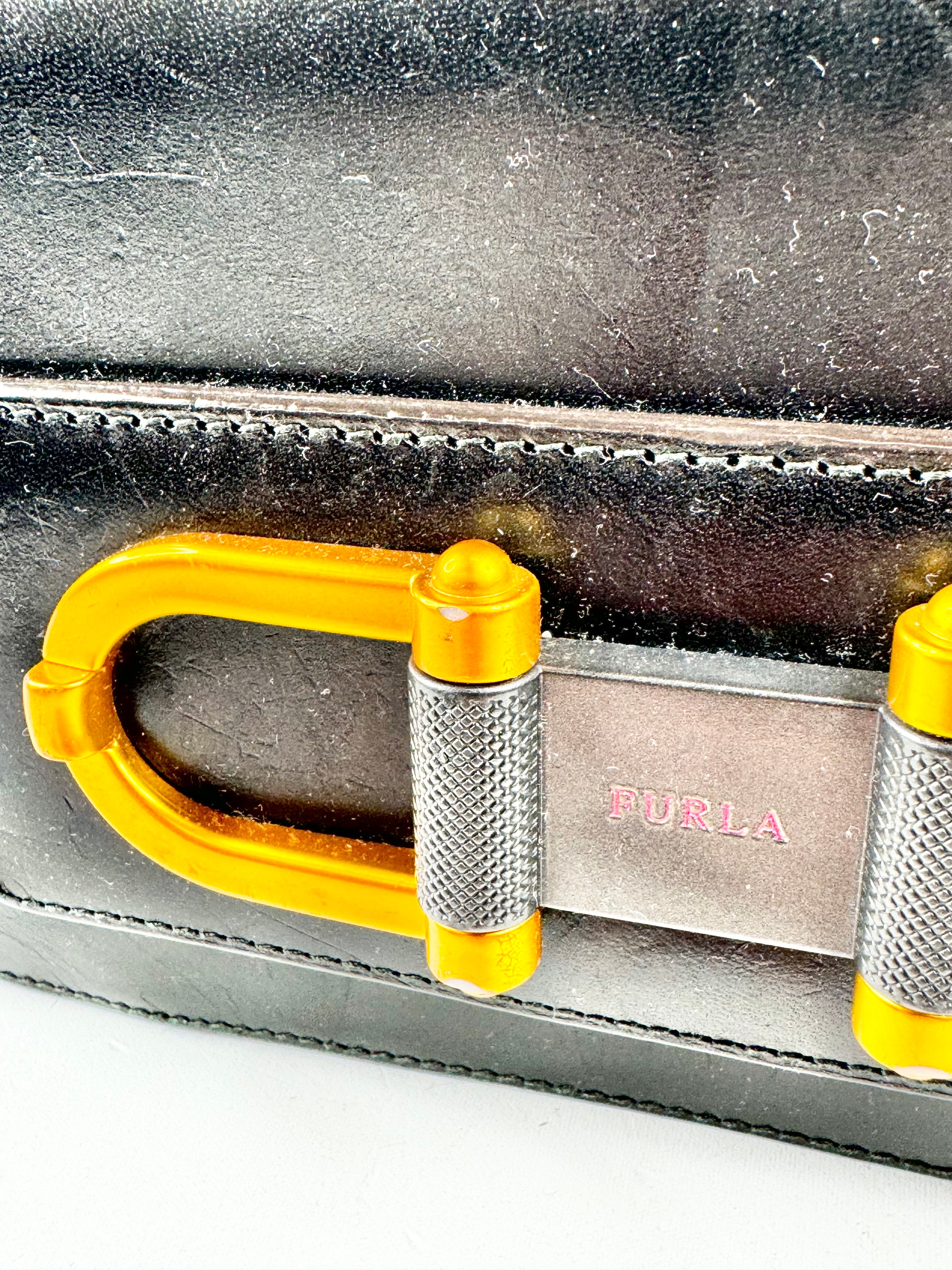 Furla Black & Cream Mini Cross Body Bag