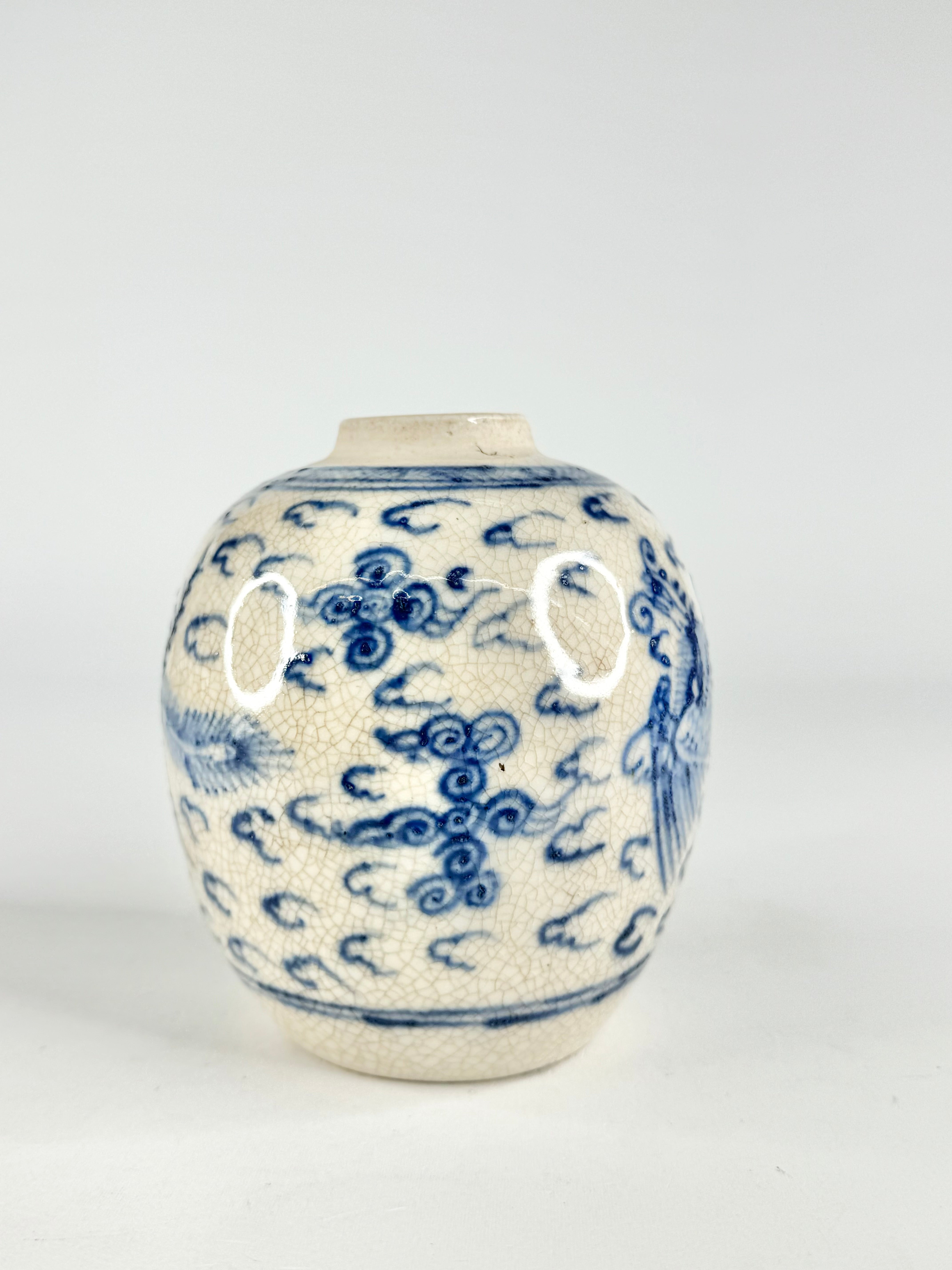 Antique Qing Cobalt Blue Hand Painted Jar