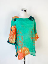 Megan Salmon Emerald Green & Orange Patterned Shirt - AU10