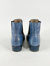 Habbot. Blue Leather 'Juggler' Ankle Boots - EU40