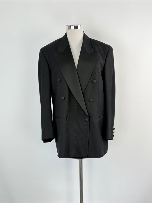 Vintage Nino Cerruti Black Wool Double-Breasted Blazer - 54