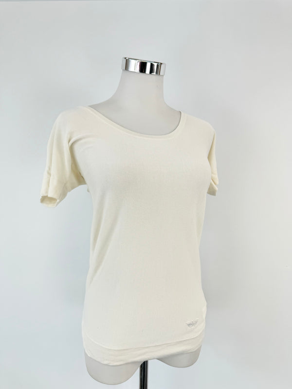 Emporio Armani Vanilla Silk Blend T-Shirt - AU8