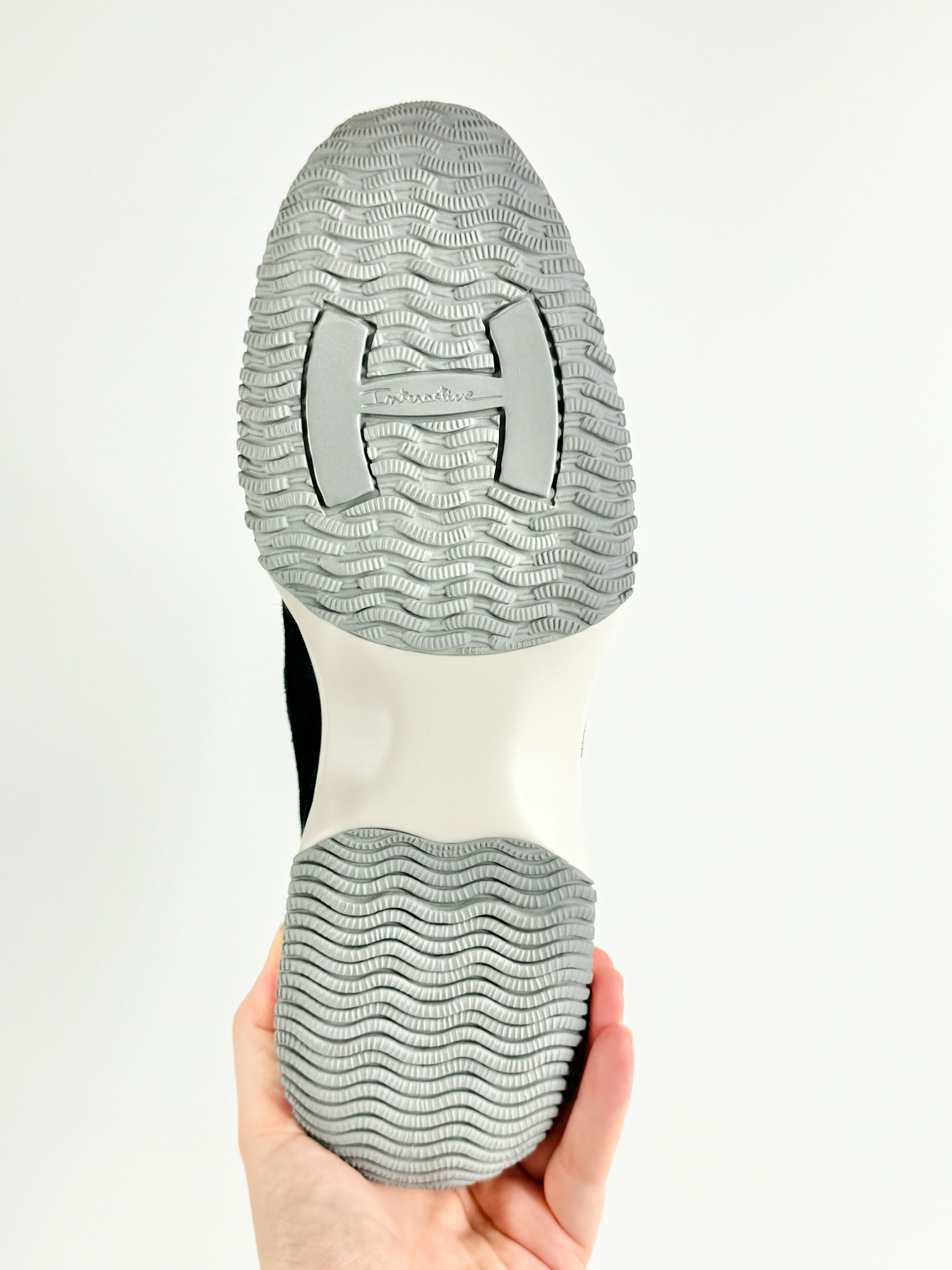 Hogan Interative Navy Blue Sequin Embellished Sneakers - EU40