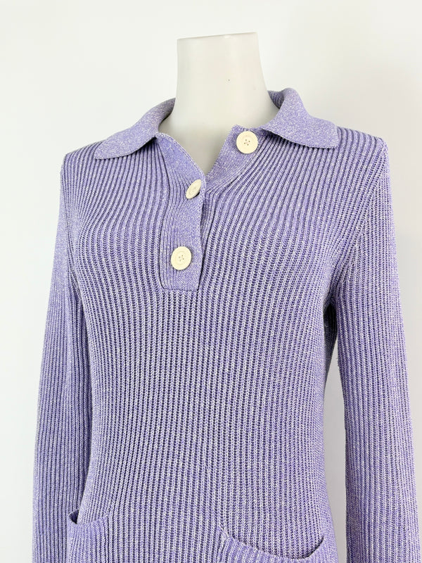 Acne Studios Lilac Ribbed Knit Bodycon Dress - AU8
