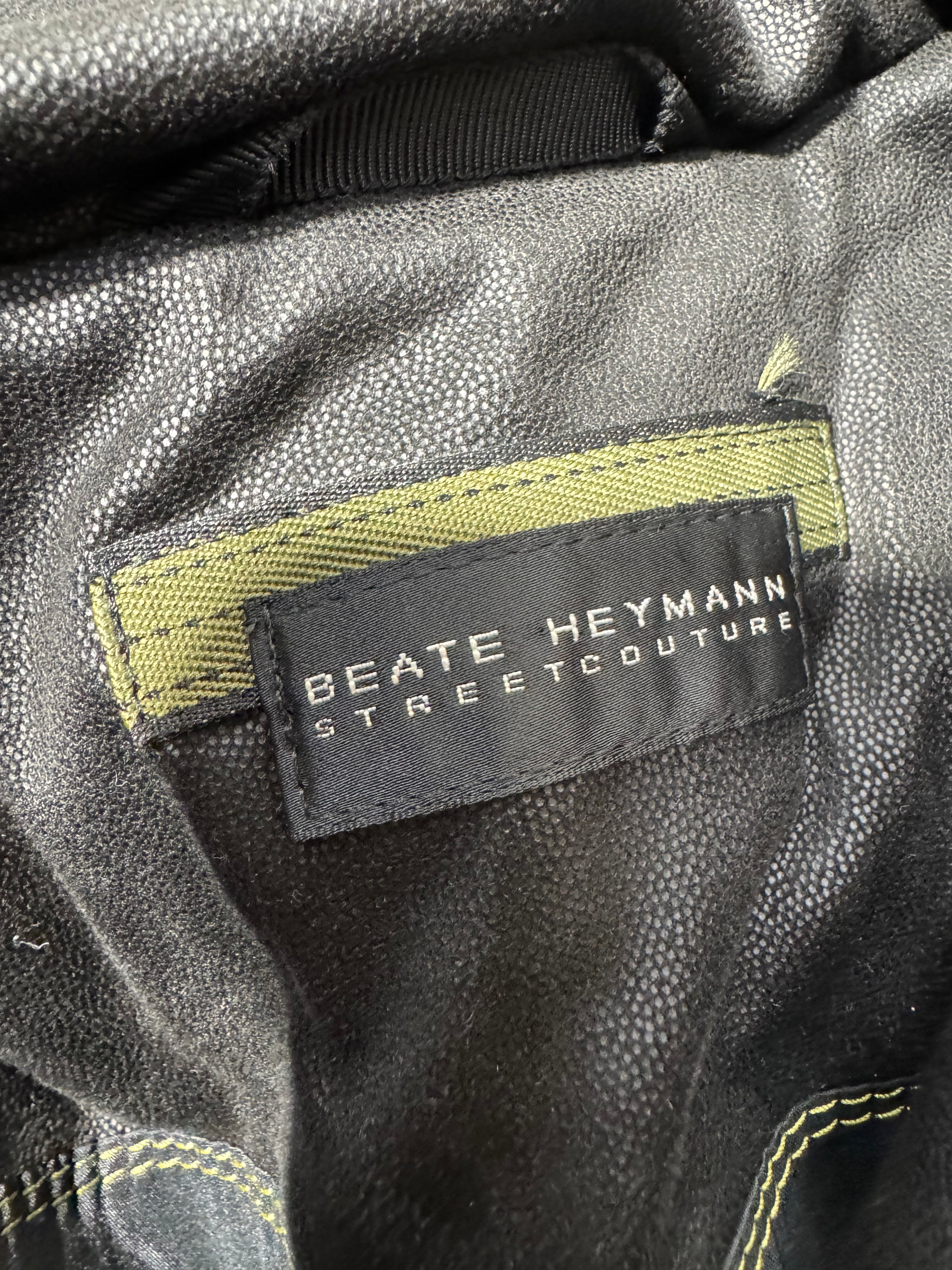 Beate Heymann Black & Green Botanical Silhouette Padded Removable Sleeve Coat - AU10/12