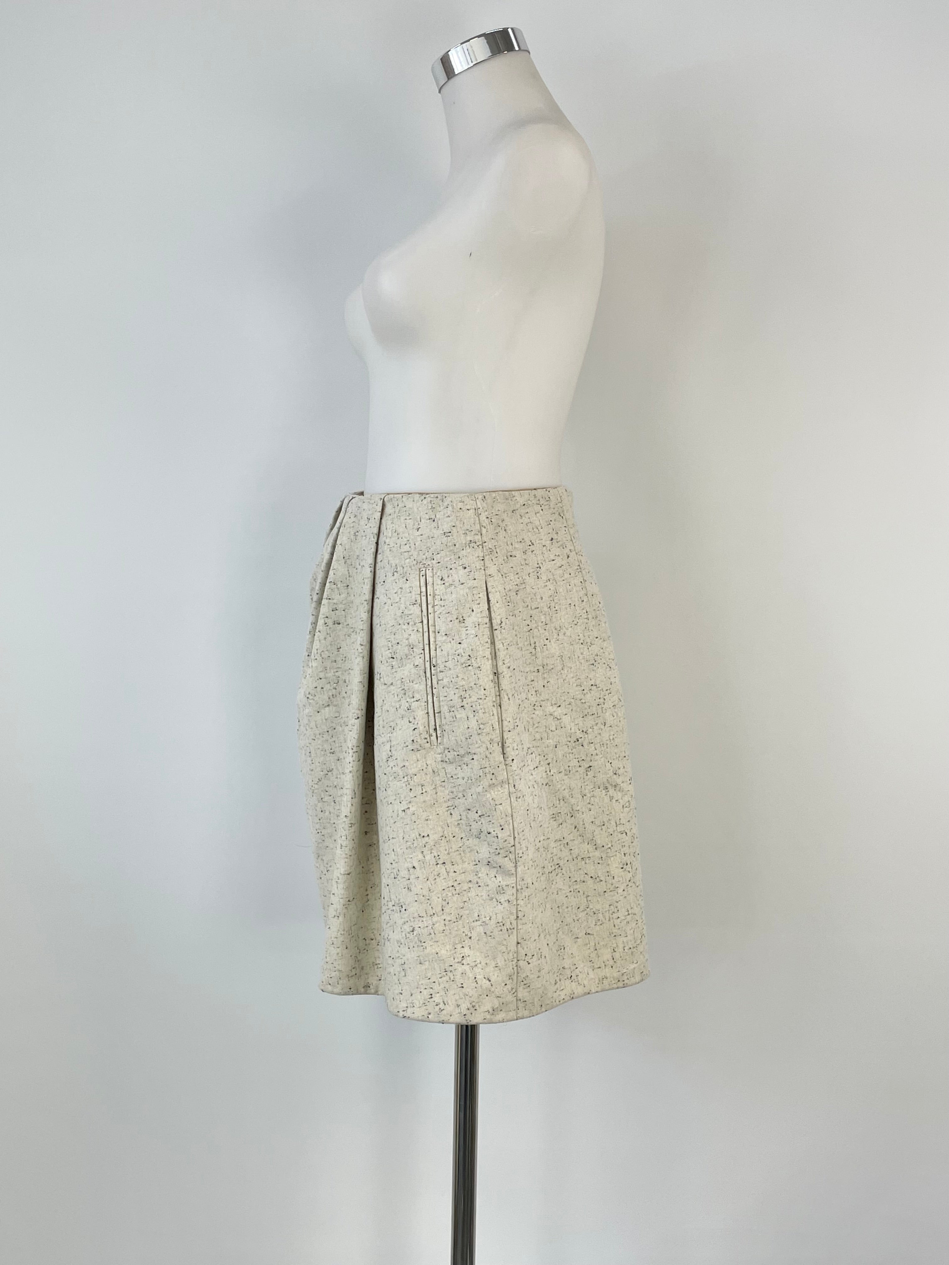 Carven Off-White Speckled Wool Midi Skirt - AU8