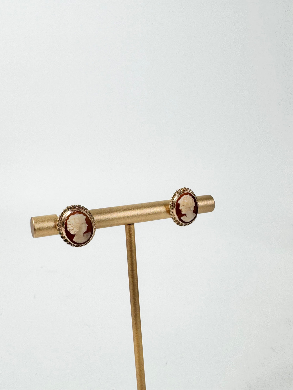 Vintage 9ct Rose Gold Cameo Studs with Silver Backings