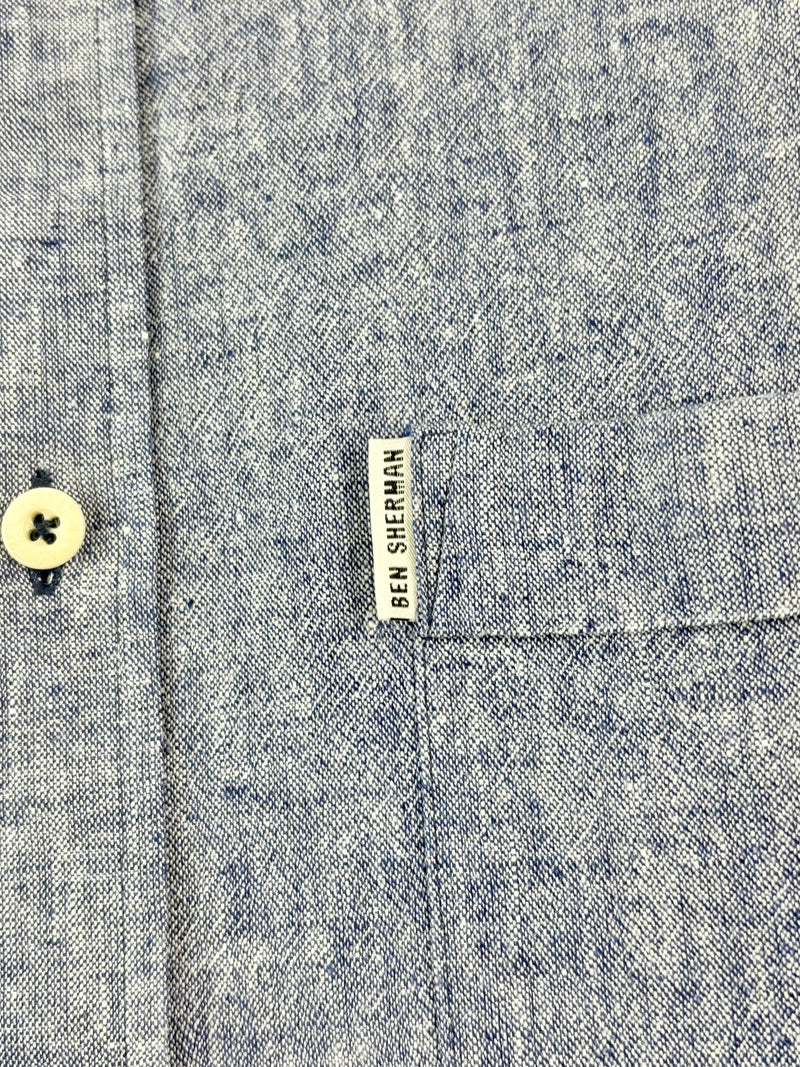Ben Sherman Linen-Blend Ombre Short-Sleeve Shirt - M