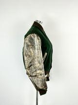 Vintage 80s Hudson Green & Brown Wool & Leather Bomber Jacket - L