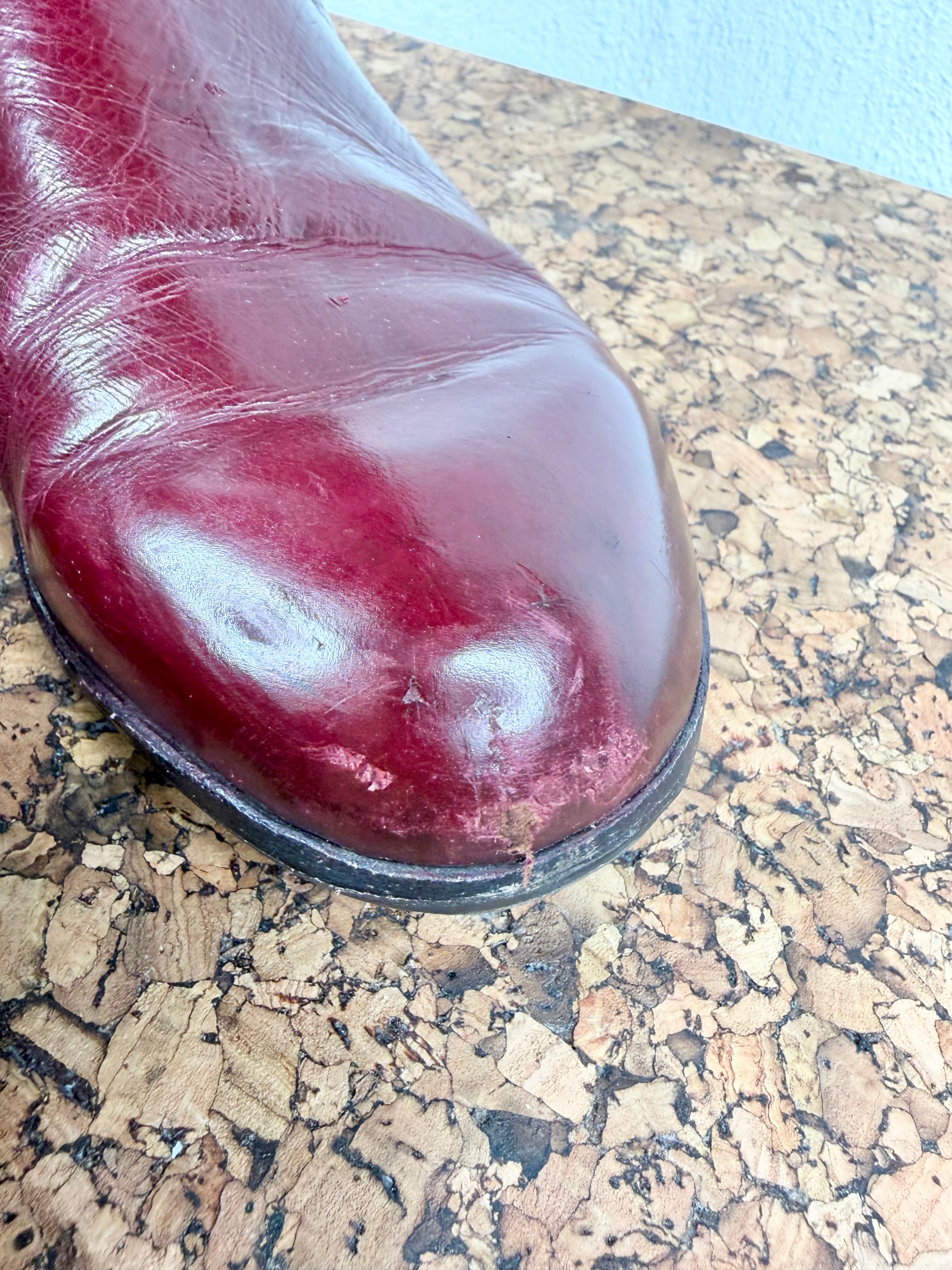 Wootten Burgundy Handcrafted Leather Boots - EU39