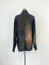 Avant Toi Linen-Blend Charcoal & Rust Contrast Knit Jacket - AU8/10