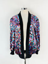 Retro Glittery by Diane Multicoloured Sequin Silk Cardigan - AU10