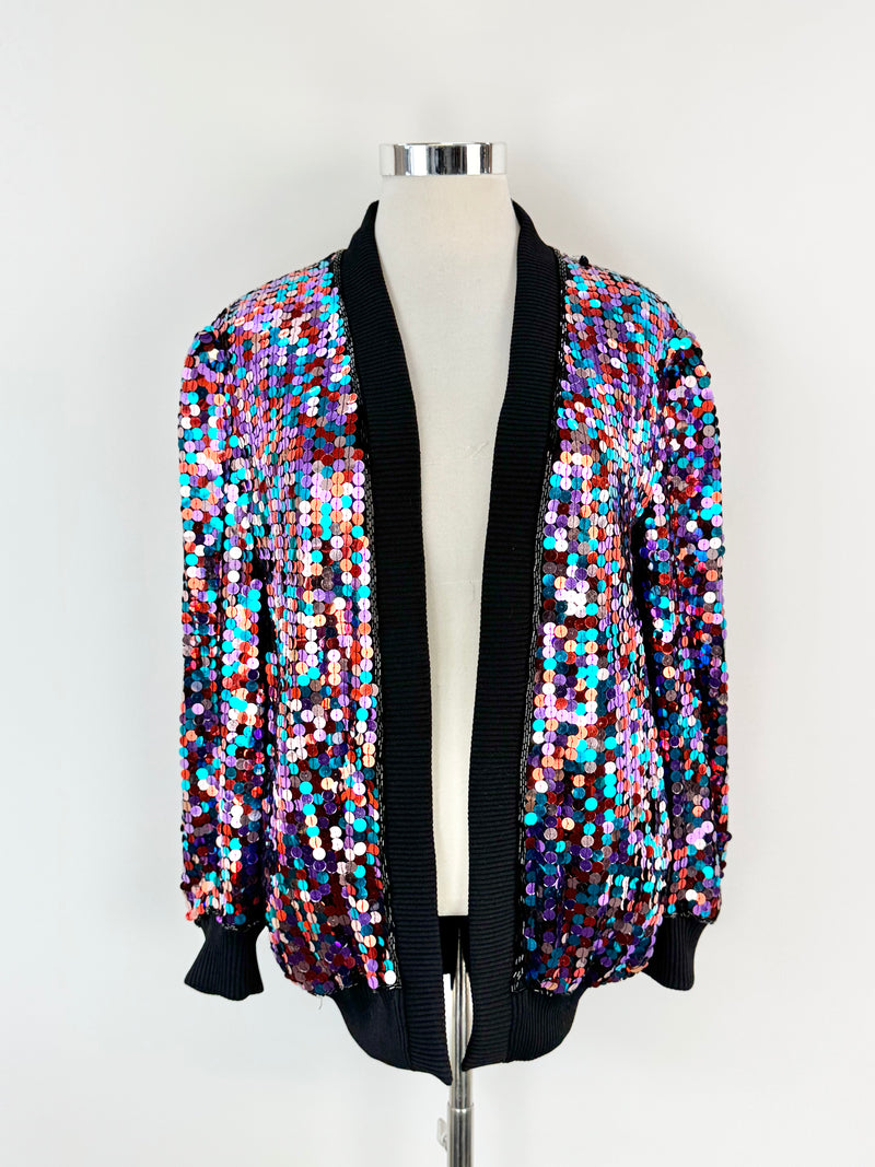 Retro Glittery by Diane Multicoloured Sequin Silk Cardigan - AU10