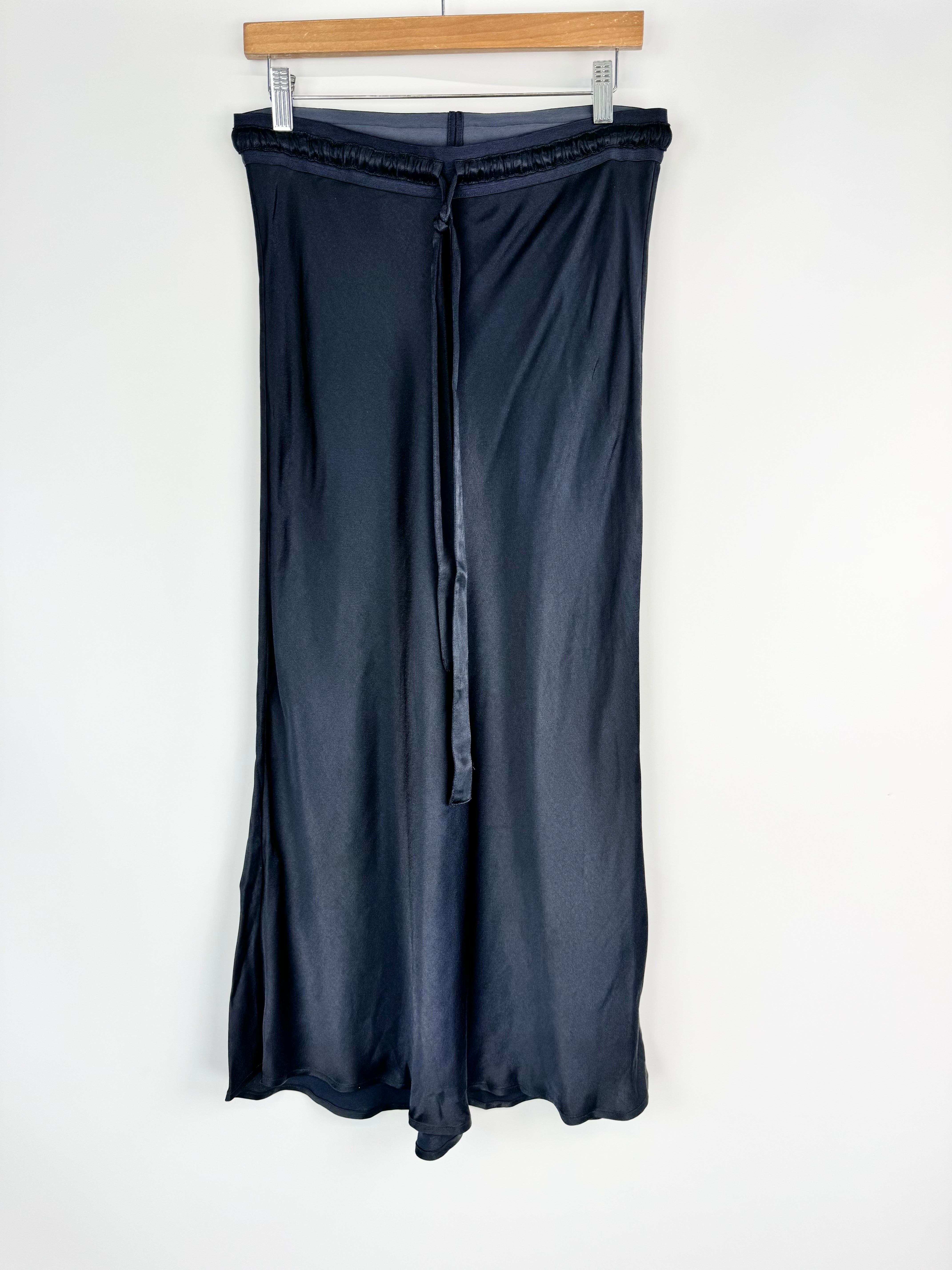 Flannel Midnight Blue Satin Slip Skirt - AU10
