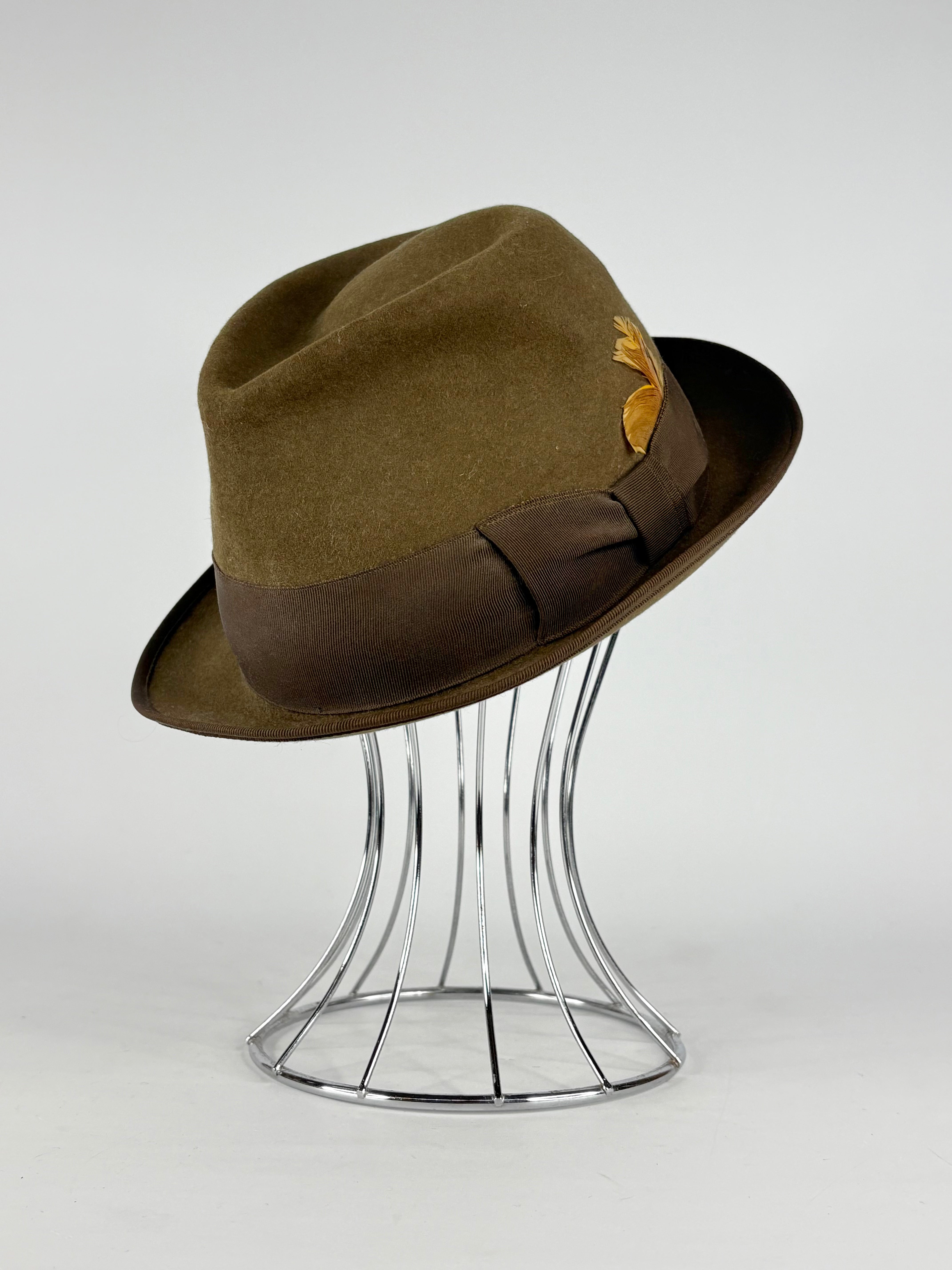 Akubra Vintage Olive-Green Felted Gleneagle Fedora