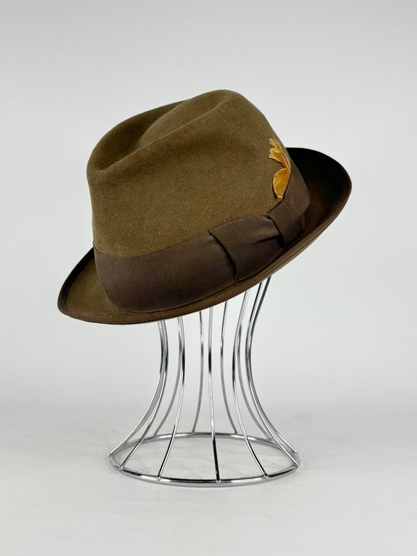 Akubra Vintage Olive-Green Felted Gleneagle Fedora