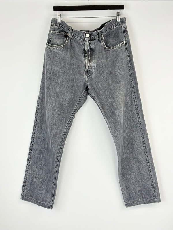 Helmut Lang Washout Dark Blue Straight-Leg Denim Jeans - W36