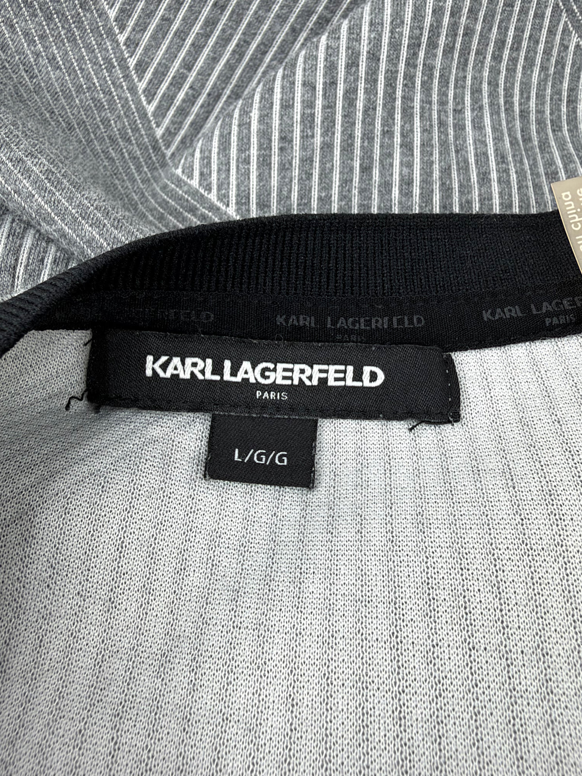 Karl Lagerfeld Grey Diagonal Striped T-Shirt - L