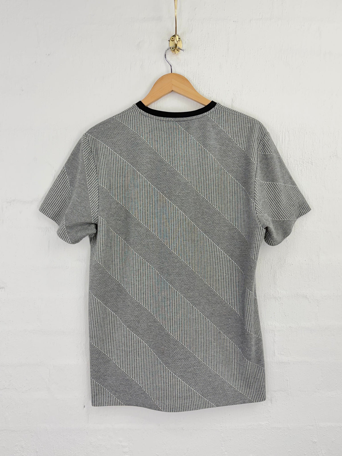 Karl Lagerfeld Grey Diagonal Striped T-Shirt - L