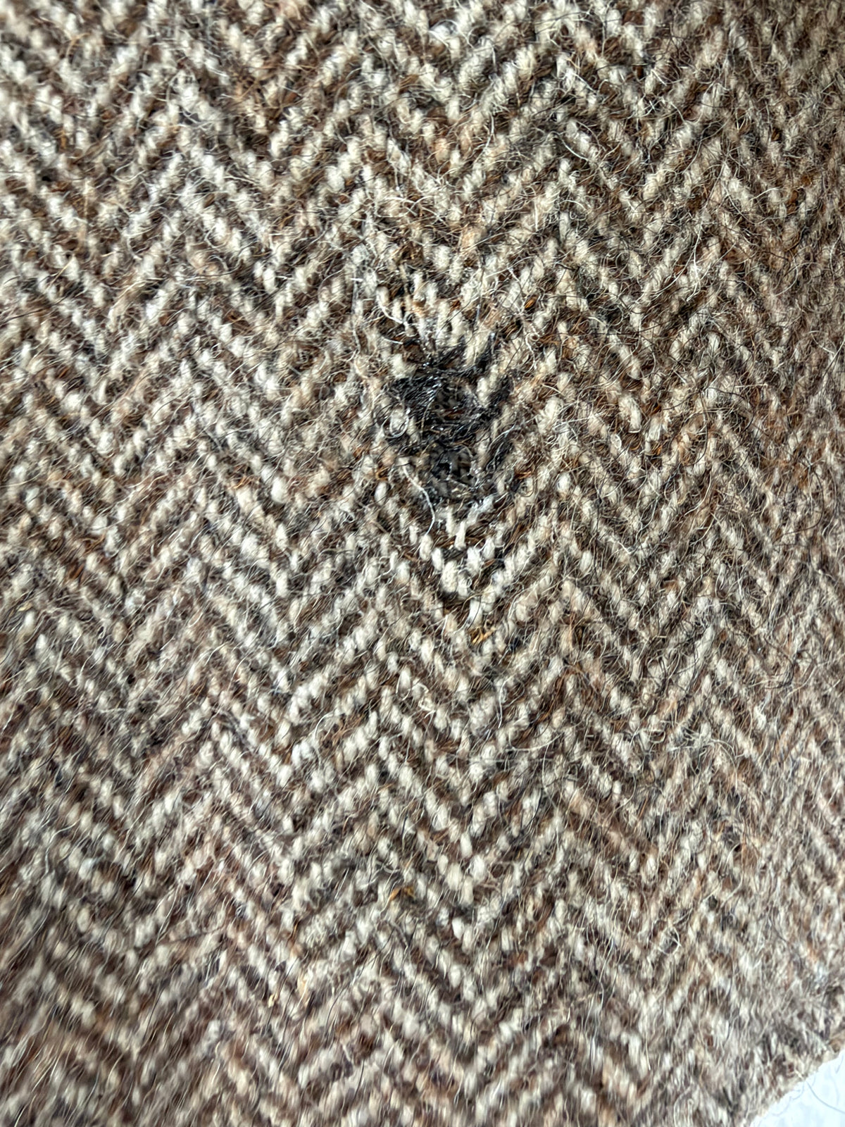 Vintage El Corte Inglés Tawny Herringbone Patterned Double Breasted Wool Coat - AU10/12