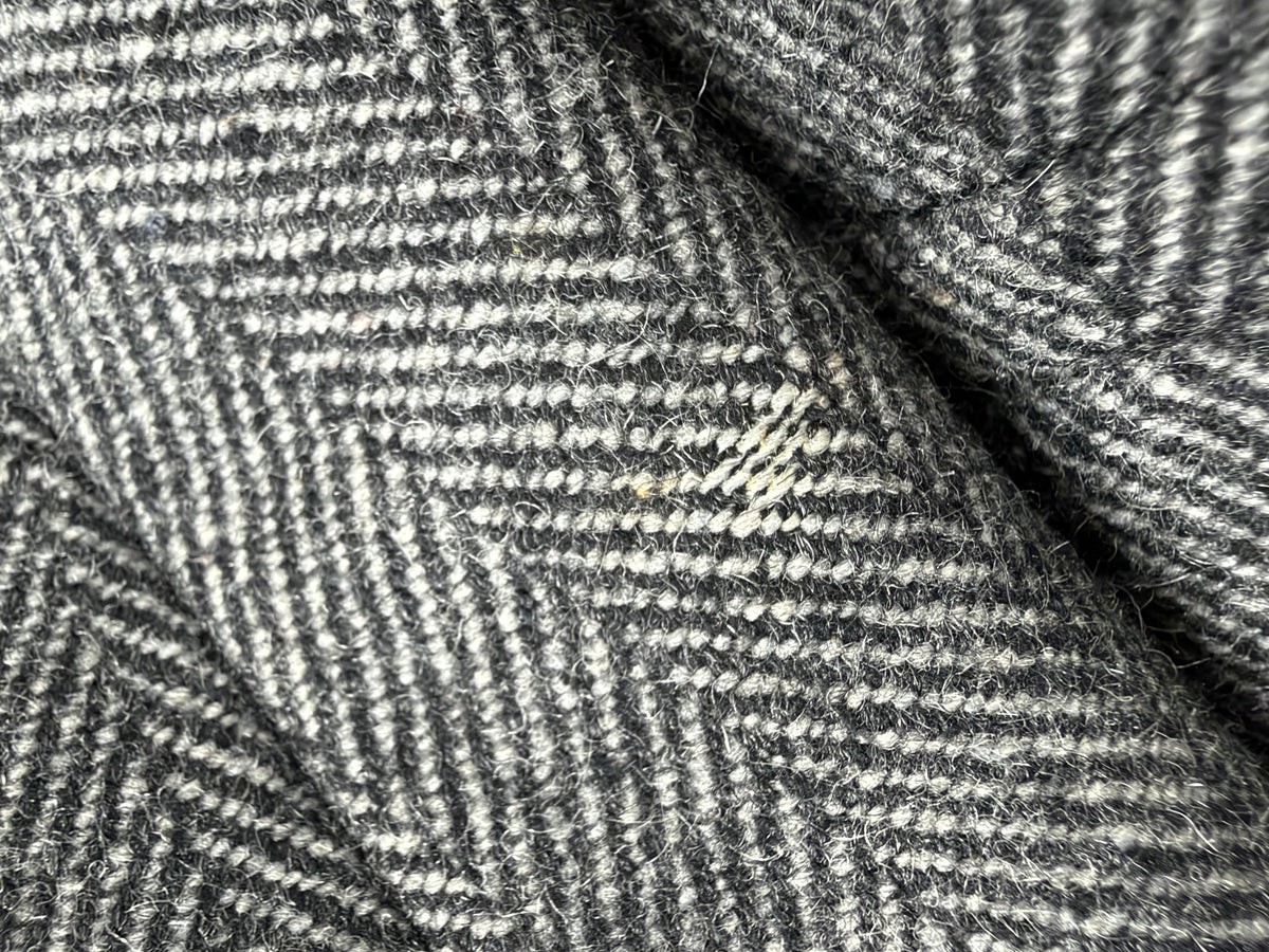 United Colours of Benetton Grey Herringbone Pattern Wool Blend Belted Coat - AU10