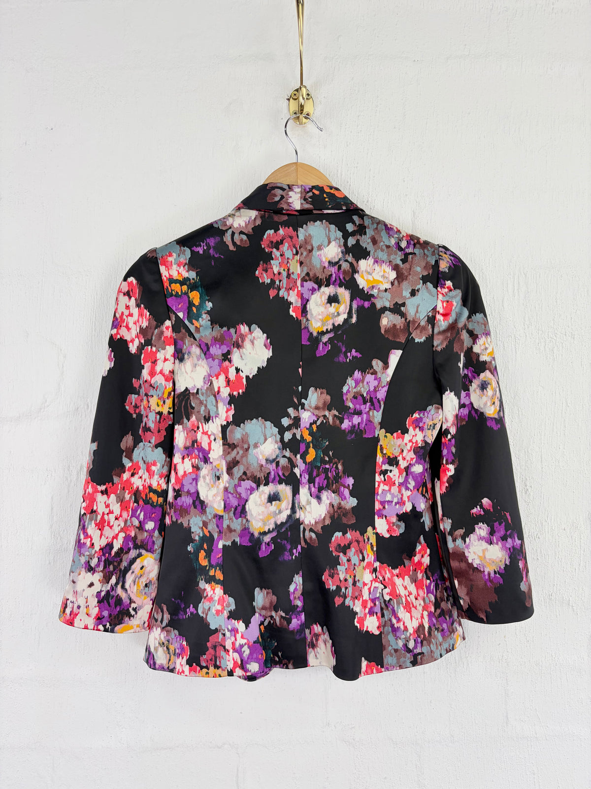 Harry Who Black Abstract Floral Silky Blazer - AU8