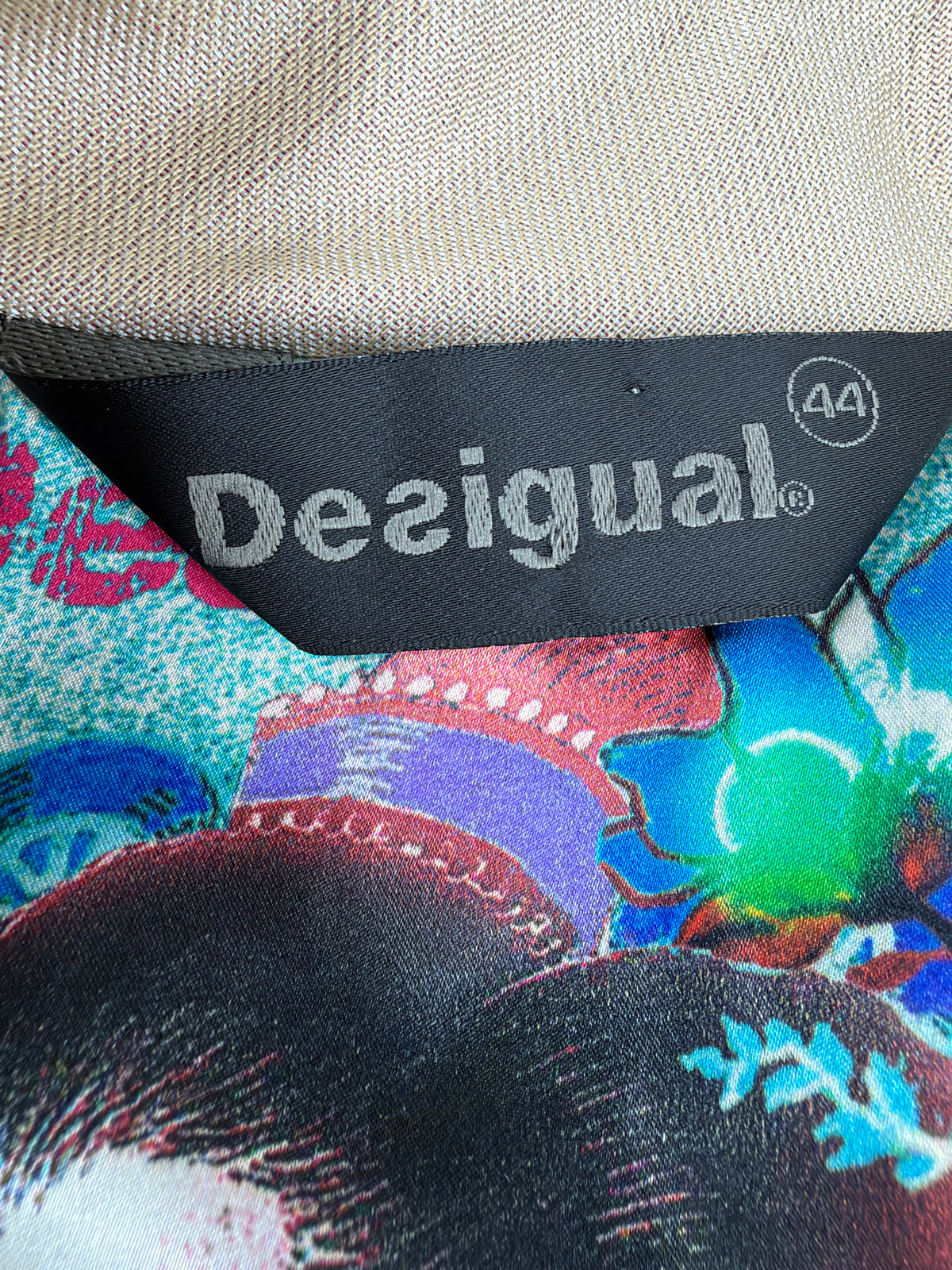Desigual Ivory, Green and Red Patterned 'Natalia' Belted Coat - AU12/14