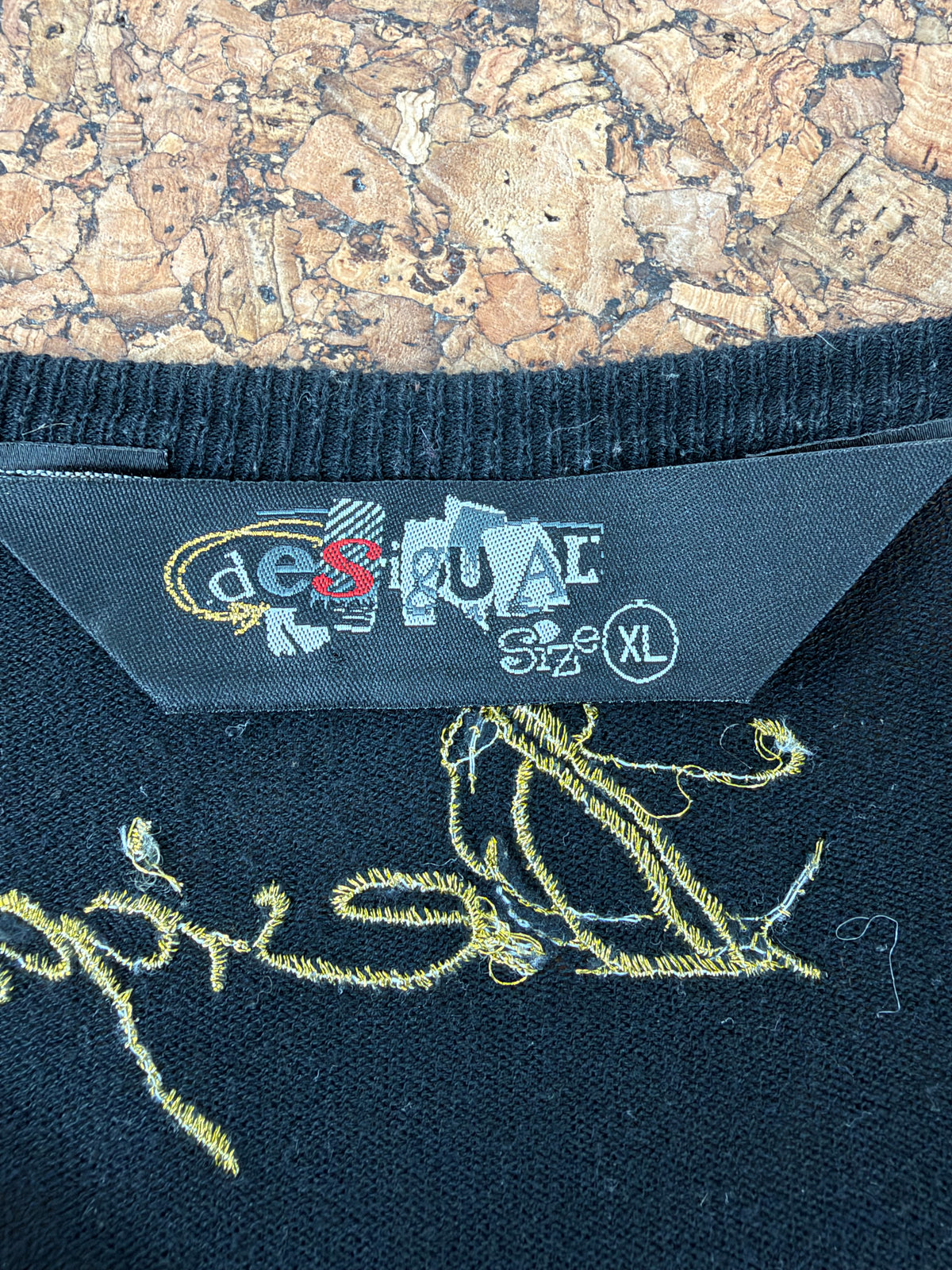 Desigual Black Embroidered Peacock Feather Patterned Dress - AU16/18