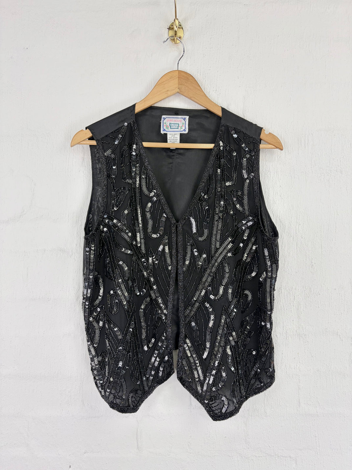 Vintage Spirit House Black Silk Beaded Waistcoat - AU10/12