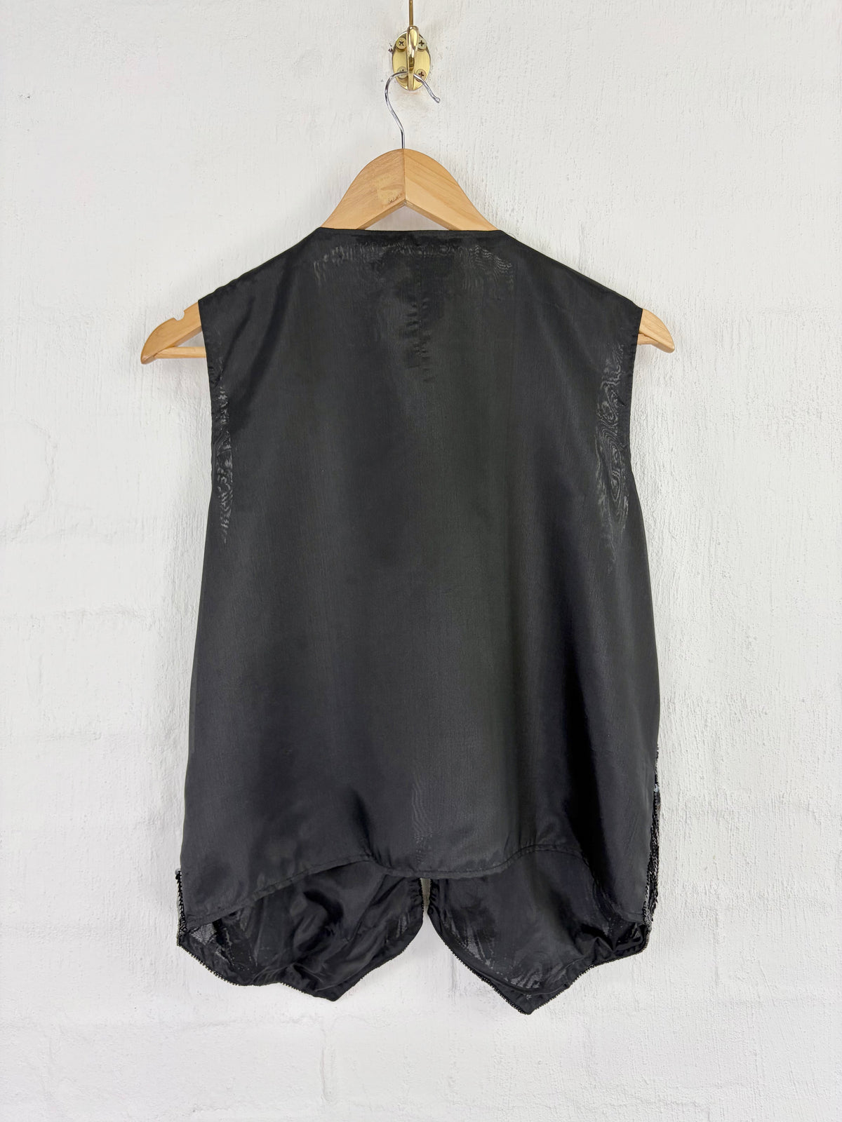 Vintage Spirit House Black Silk Beaded Waistcoat - AU10/12
